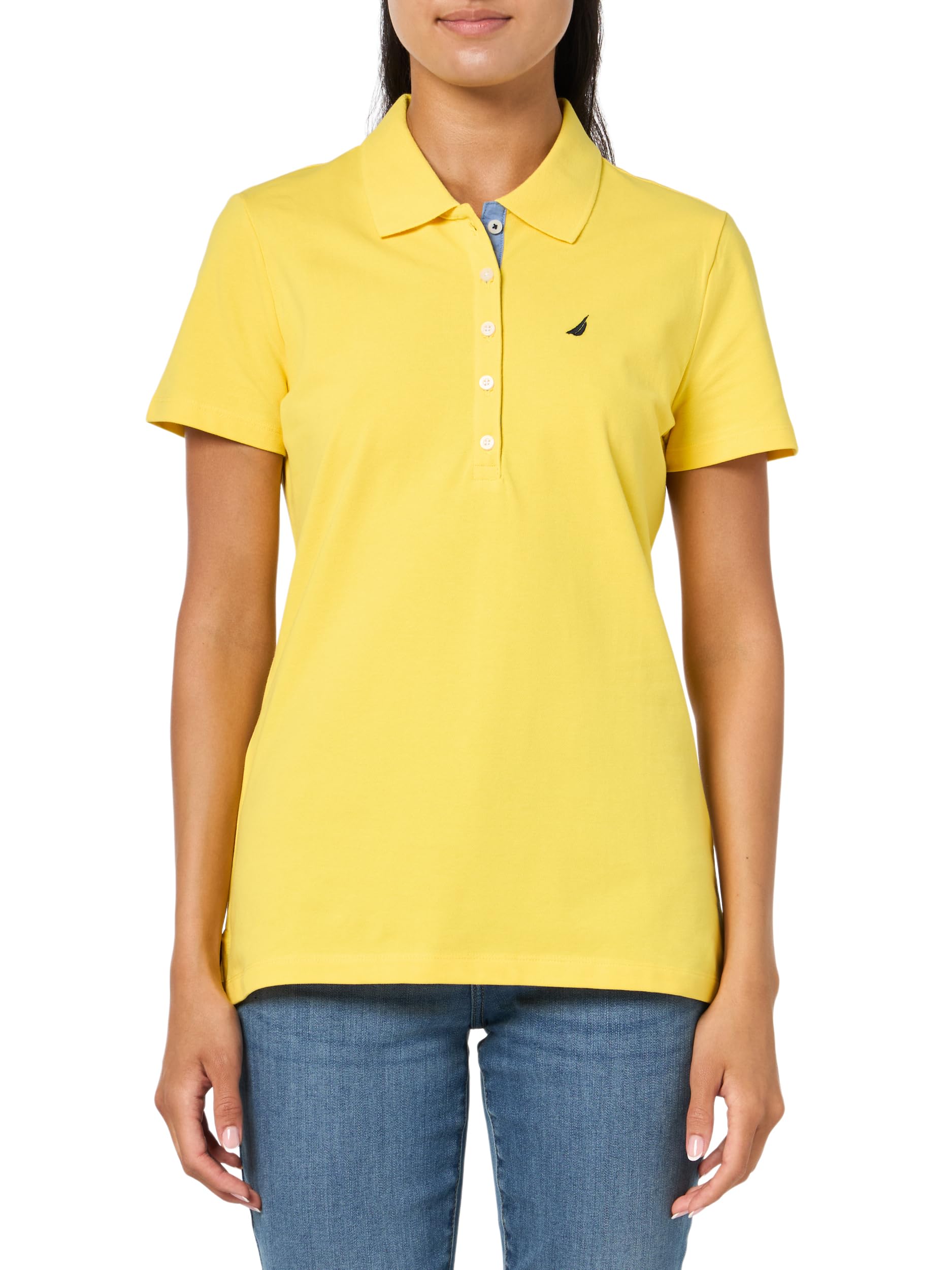 Nautica Women's Short Sleeve Button Placket Polo