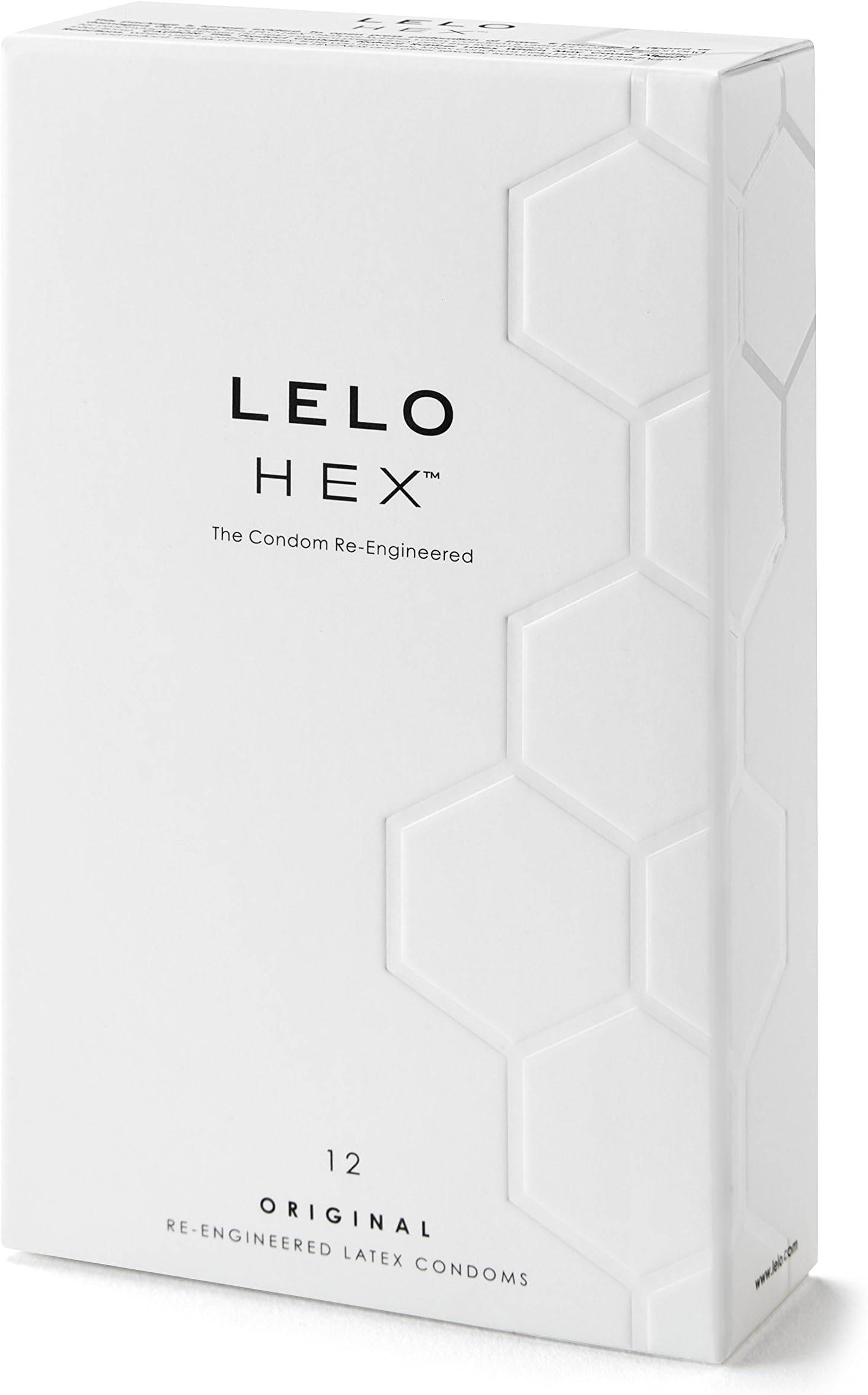HEX Original Ultra Thin Condoms with Increased Strength, Male Condom, Lubricated Condoms for Men, 2.12-Inch/54 mm Diameter (12 Pack)