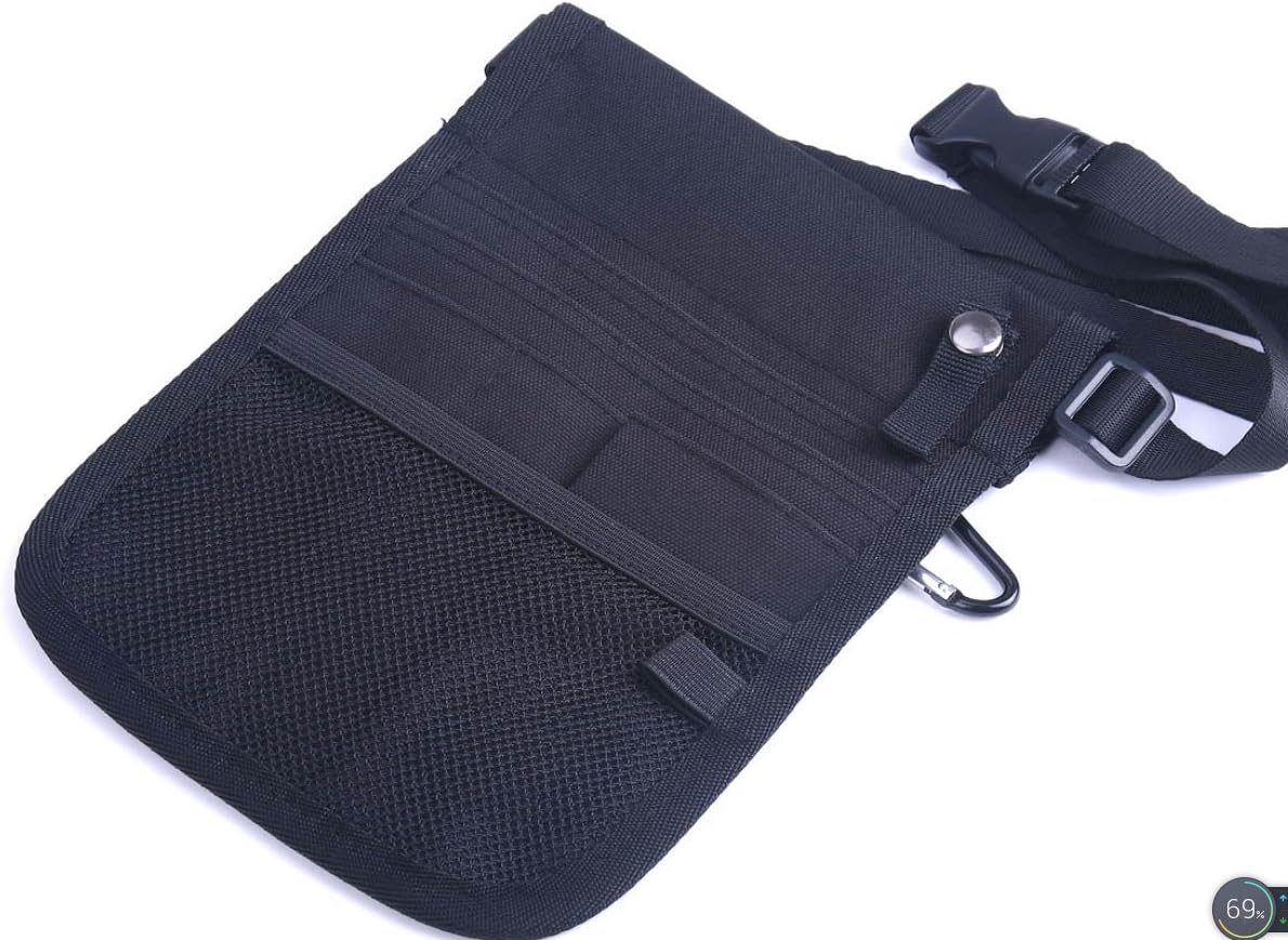 Olin Klein Waist Bag Nurse Pouch For Portable Tool Quick Pick, Pocket Organizer Belt,Nurse Pouch Waist Bag,Medical Tool Pouch,9 Pockets, Long Adjustable Detachable Belt,Double Sides