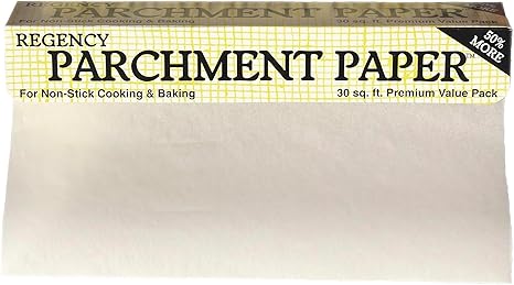 Regency Wraps Parchment Paper For Non-Stick Cooking and Baking, Lining Cookie Sheets, Cake Pans, Air Fryer and Microwave safe, Greaseproof, white, 30ft Roll (pack of 1)