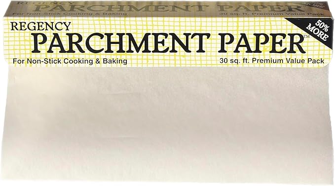 Regency Wraps Parchment Paper For Non-Stick Cooking and Baking, Lining Cookie Sheets, Cake Pans, Air Fryer and Microwave safe, Greaseproof, white, 30ft Roll (pack of 1)