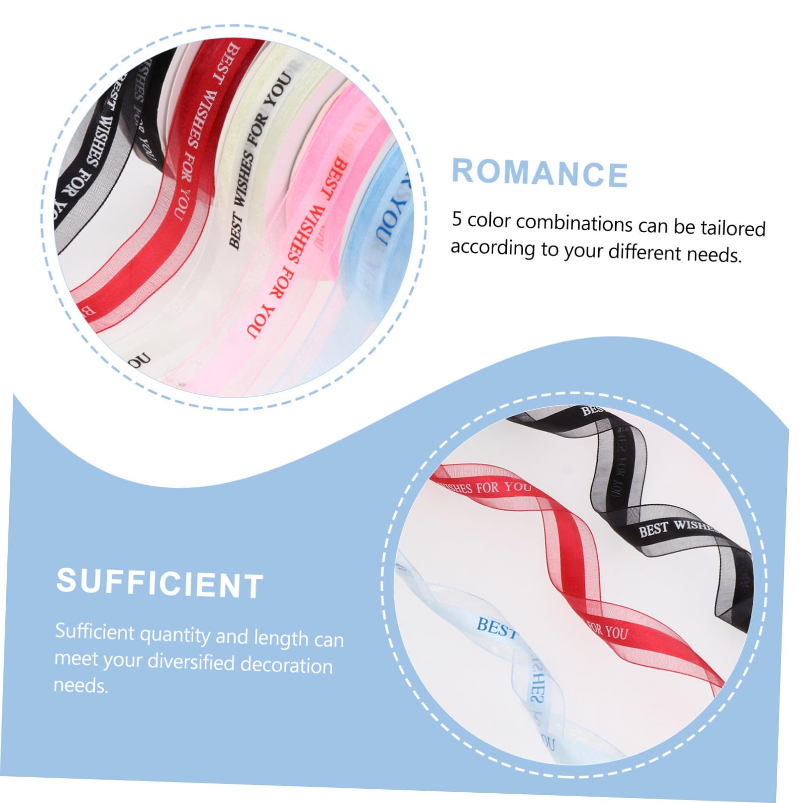 Artibetter 5rouleaux Ruban Décoratif Satin pour Emballage Cadeau Ruban Créatif pour Fête et Mariage Imprimés