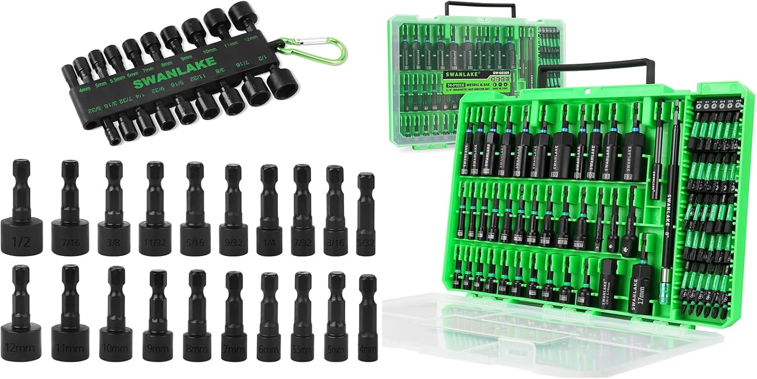 Bundled Products-2 Items: 20PCS Nut Driver Set & 74-Piece Magnetic Nut Driver Set