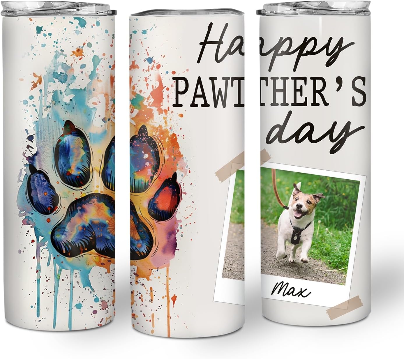 Hyturtle Personalized Dog's Photos Skinny Tumbler Gifts for Dog Mom on Birthday Mother's Day Christmas - Dog Lover Gifts For Women - Custom Name 20oz Stainless Steel Skinny Tumbler Travel Cup