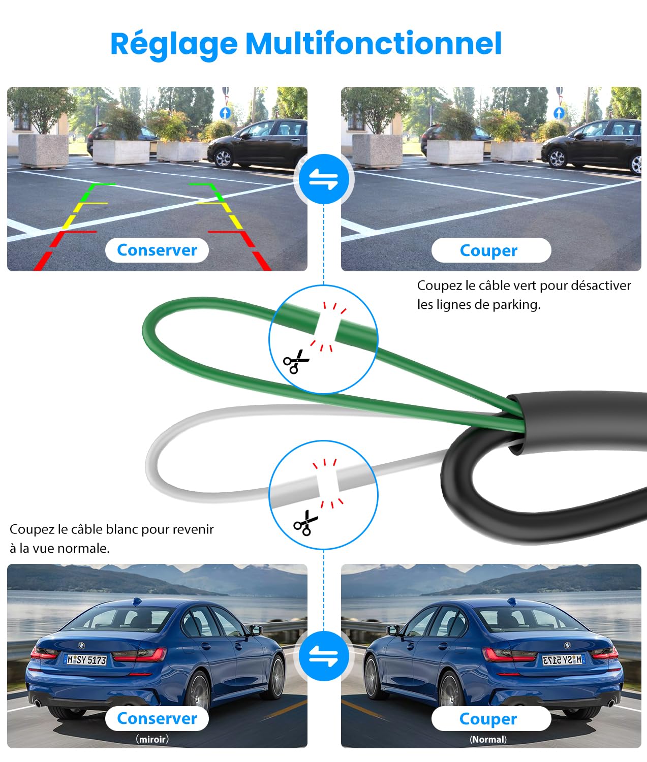 Caméra De Recul AUTO VOX 1080p Avec Écran 4.8" | Vision Nuit IP69K | Pour Voiture, Camion, Caravane