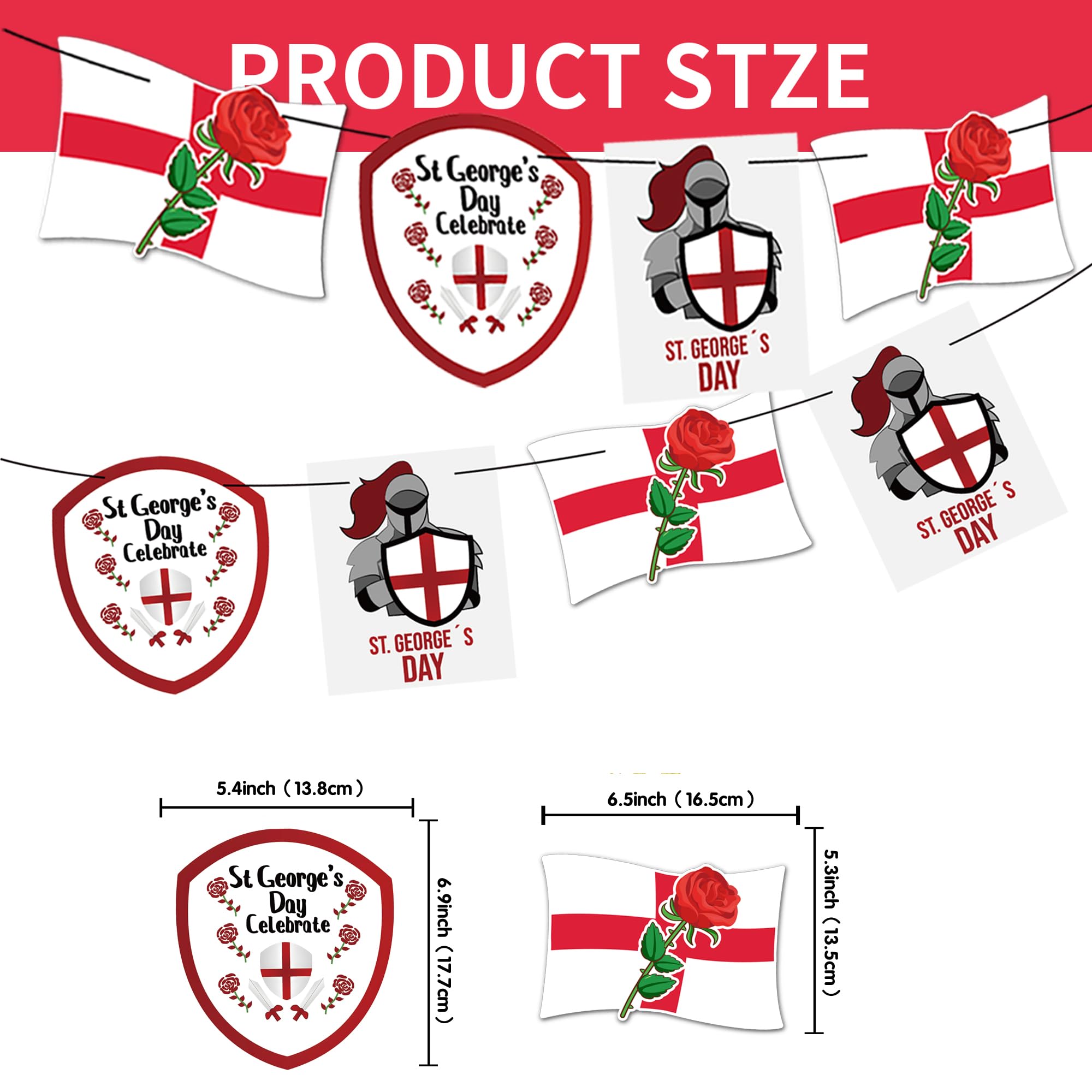 St George's Day Banner Decorations Happy St. George's Day Bunting Decorations for England National Day Patriotic Themed Party Decor - Image 2