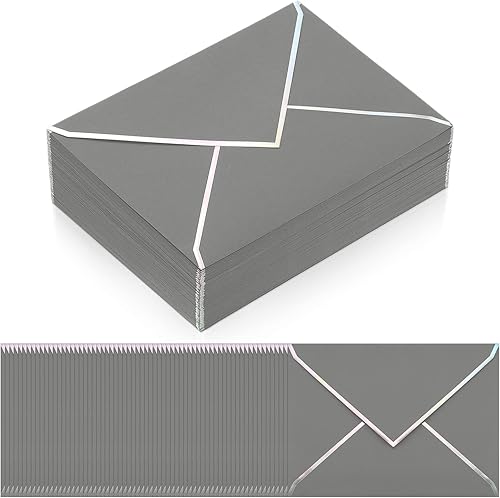 Paquete de 100 sobres autoadhesivos de 5 x 7 pulgadas con solapa A7 V con borde dorado, sobres elegantes para tarjetas de regalo de boda, baby