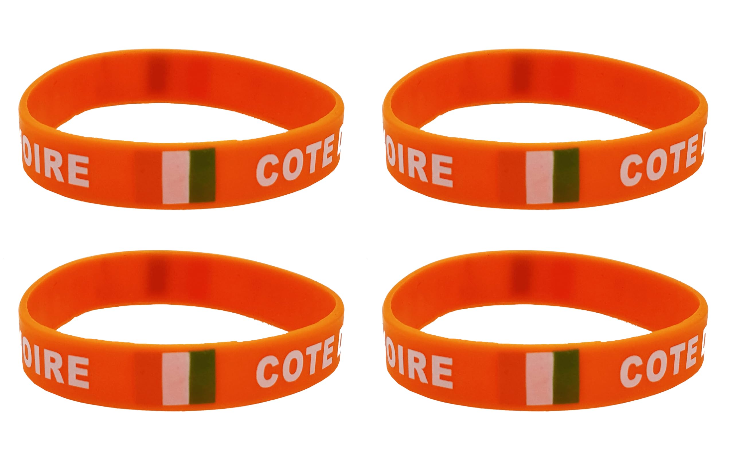 LLBFHH 4 Pcs Cote d 'Ivoire Ivorian Country Flag Rubber Bracelets, National Flag Silicone Bracelet, Rubber Wristbands Patriotic Decorations Gift, Silicone