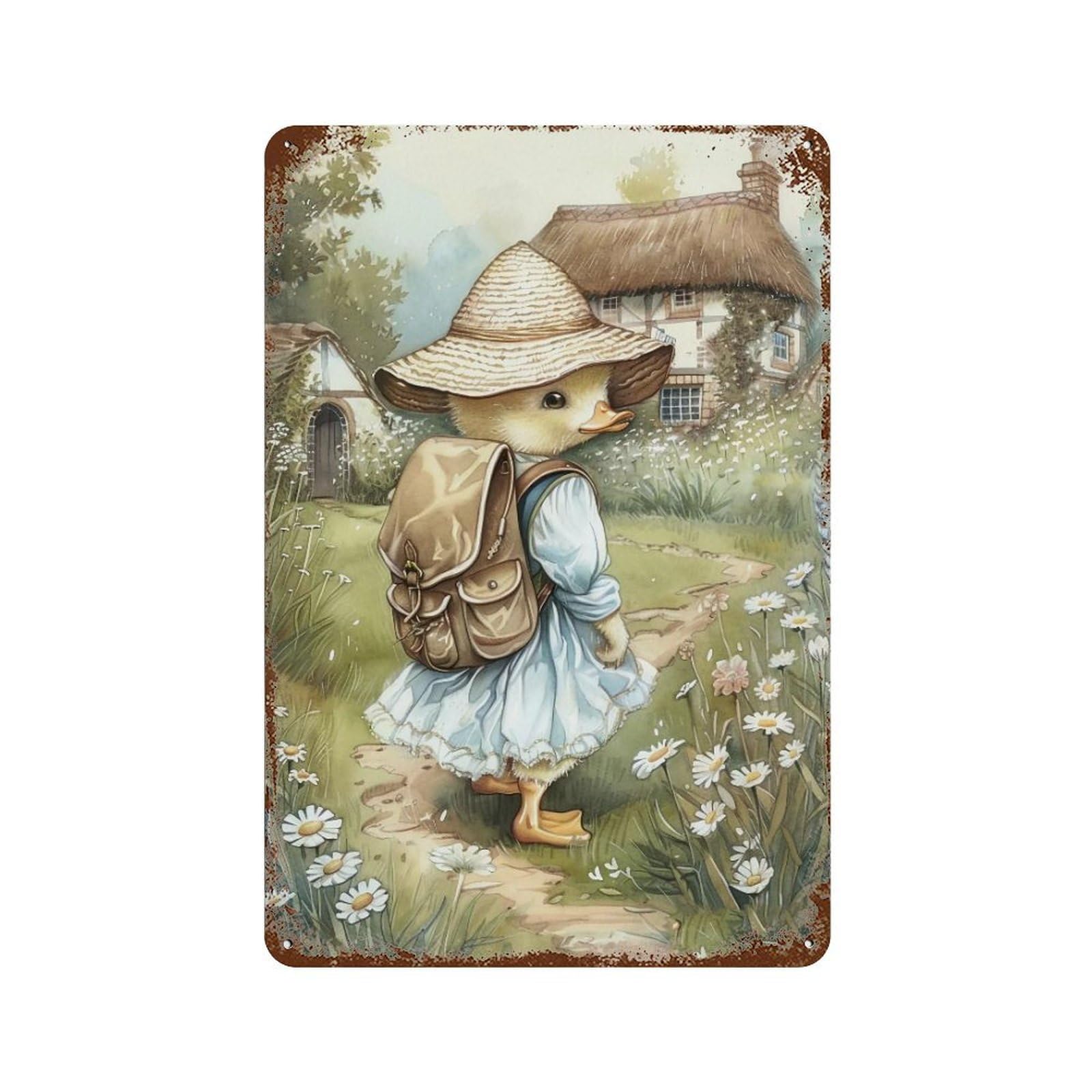 HDURYEYRYY Little Duck’s Rural Trip 04 Wall Retro Iron Vintage Art Metal Tin Sign Poster Modern Home Cofffee Club Art Bar Shop Decor 30x20cm