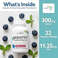Vista 4 de Bariatric Choice My Bariatric - Multivitamínico masticable con hierro y 300 mg de calcio, bayas (120 unidades)