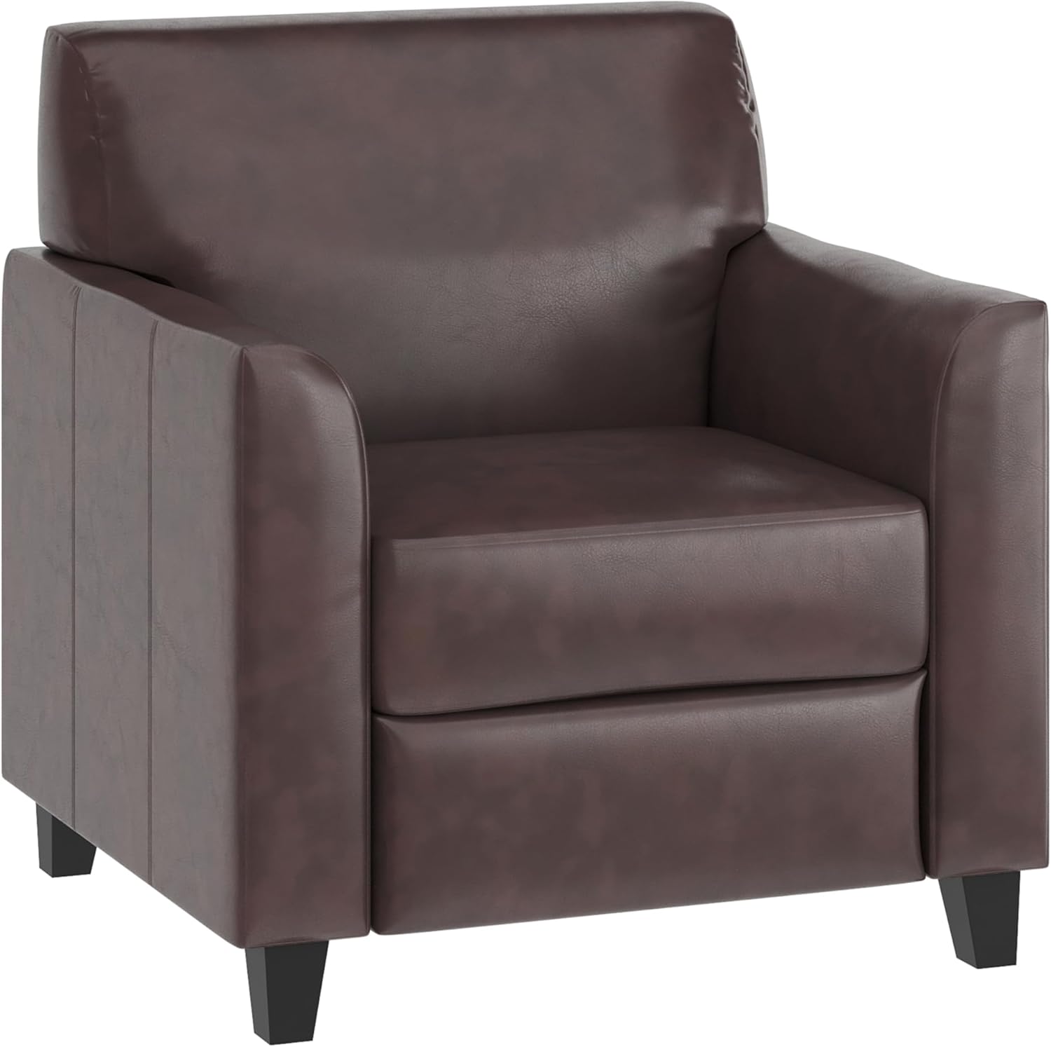 EMMA + OLIVER Brown LeatherSoft Chair with Clean Line Stitched Frame