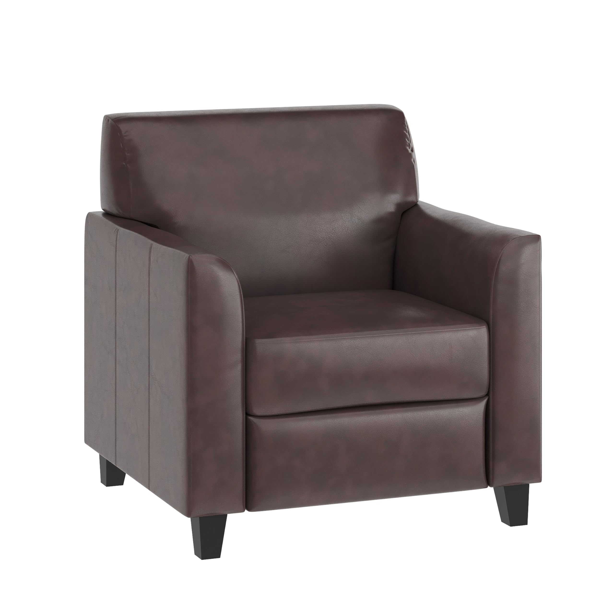 Flash Furniture Hercules Diplomat Series LeatherSoft Upholstered Side Reception Chair, Lobby Chair with Cushions and Flared Arms, Brown