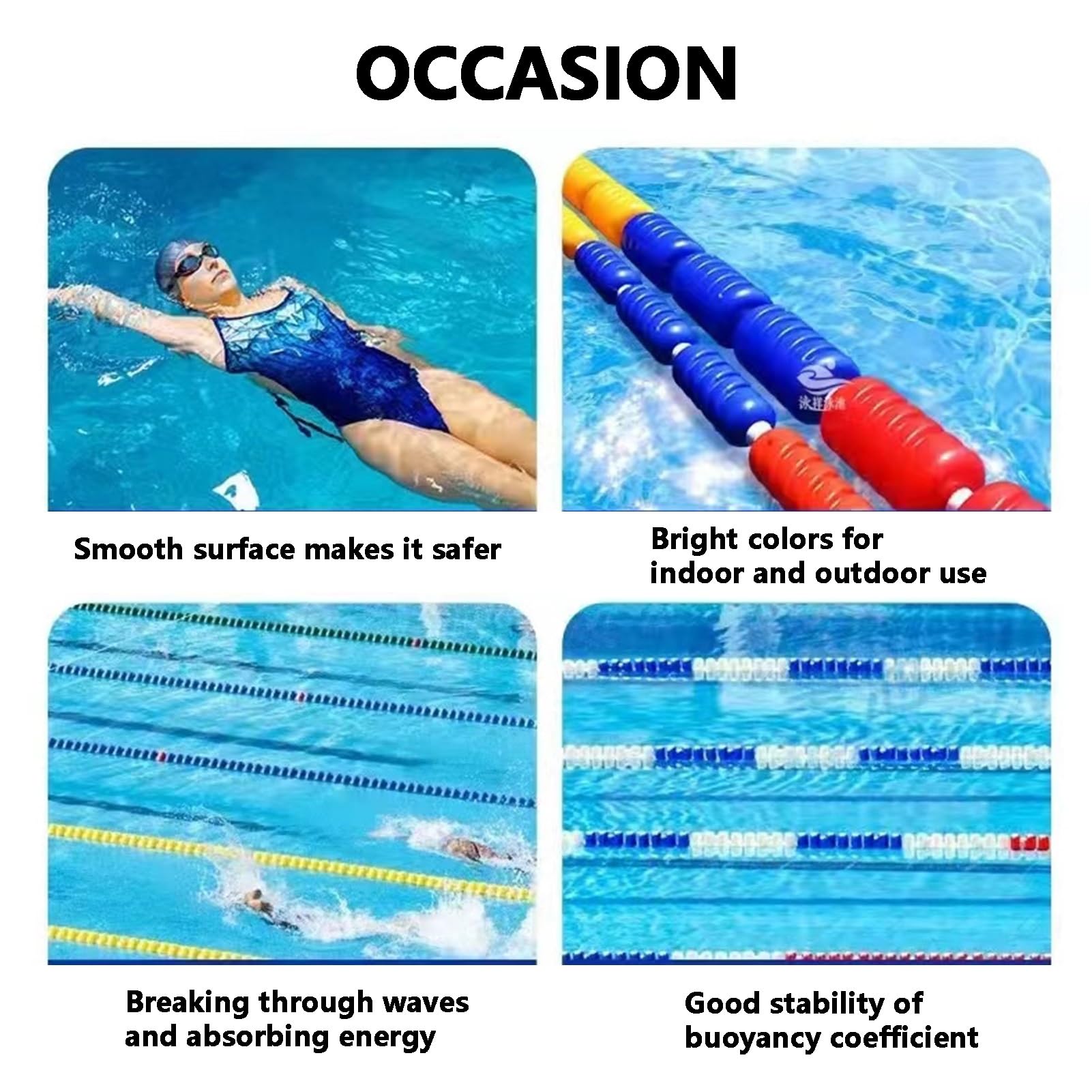 Divisori per corsie per piscina, kit boa in plastica resistente per corsie di nuoto e zone di sicurezza, ideale per competizioni in piscina e sessioni di allenamento