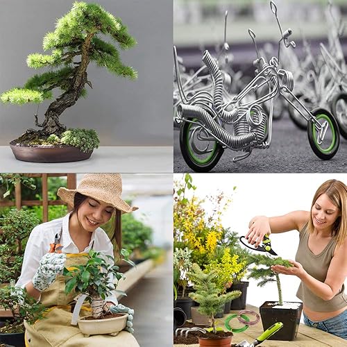 Miniatura 2 de 9 rollos de cables de bonsái, alambre de entrenamiento de bonsái de aluminio anodizado con 3 colores (negro, marrón, verde) y 3 tamaños (0.039 in,