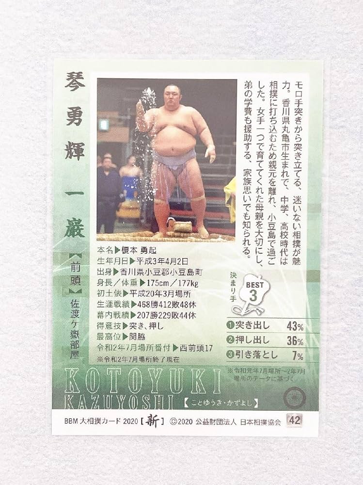 Amazon.co.jp: BBM2020 大相撲カード 新 レギュラーカード 42