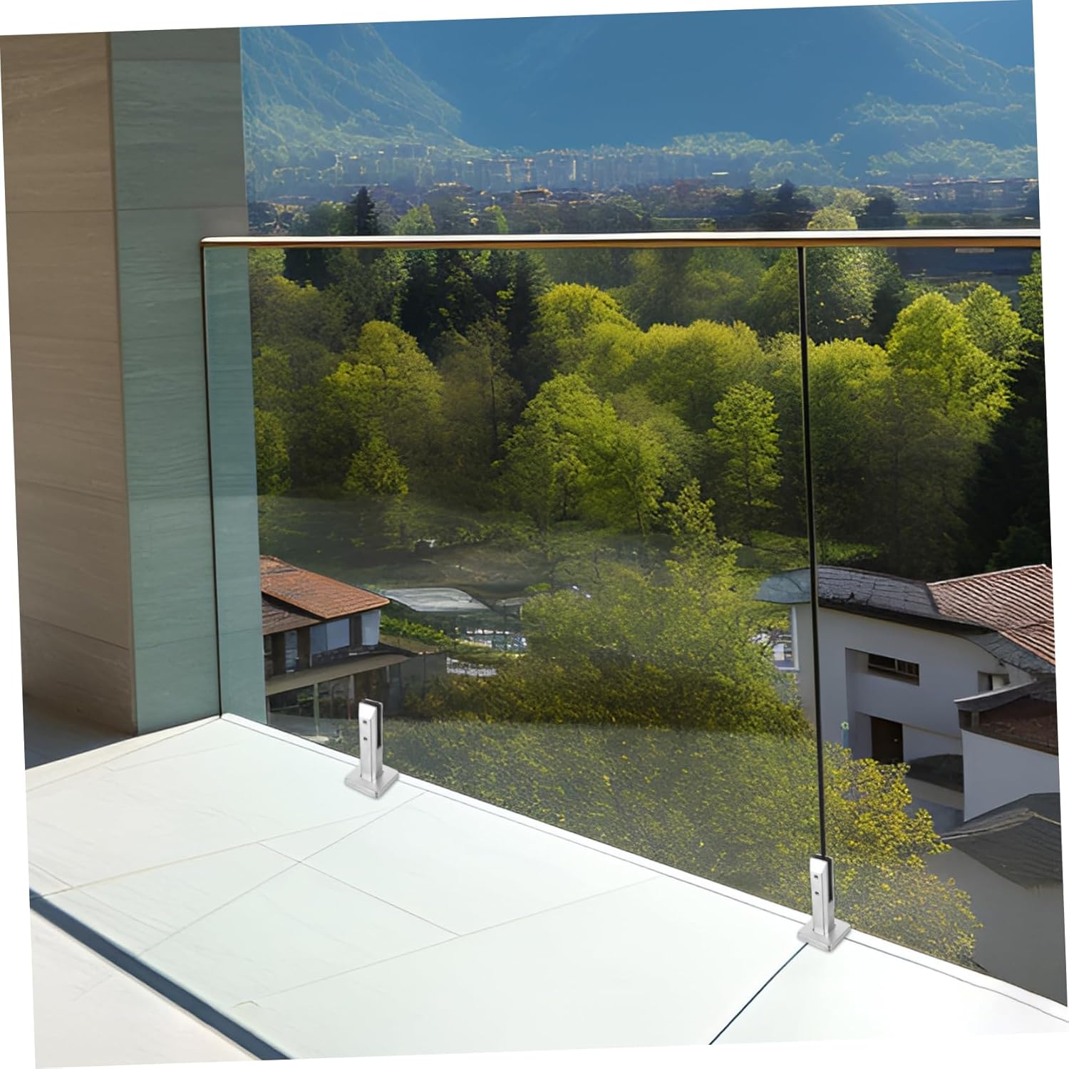 DOITOOL 1set Glass Shelf Holder Clamp Flat Back Glass Bracket Rail Clamp for Staircase Stainless Steel Indoor Railing Kit