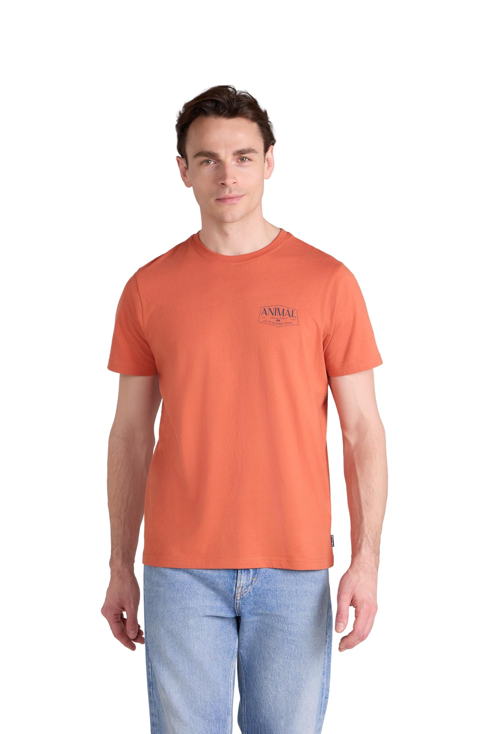 Animal Jacob Mens Cotton T-Shirt - Lightweight & Comfortable Tee in Soft Fabric, Relaxed fit - for Spring Summer, Beach, Holiday & Travel Bright Orange XL