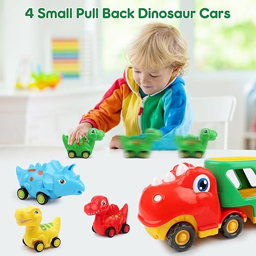 Miniatura 4 de Nicmore Juguetes para niños pequeños, camión de dinosaurios para niños juguetes para niños de 2, 3, 4, 5 años, juguete de dinosaurio para niños de 3