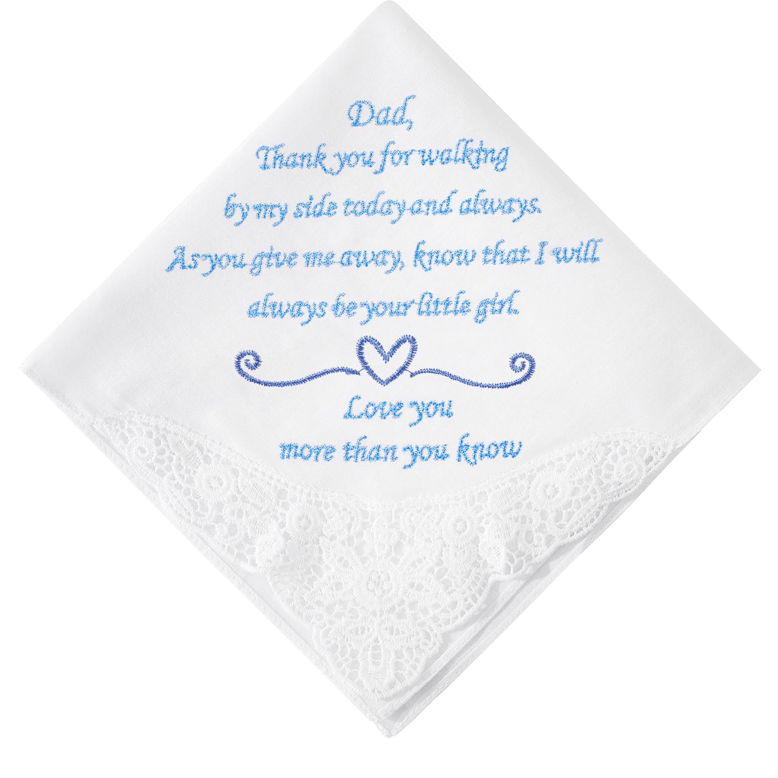 PACGOTH Wedding Handkerchiefs Mother Father of the Bride Gifts, Mother of the Groom Gifts Embroidered Hankies On Wedding Day (Father of the Bride)