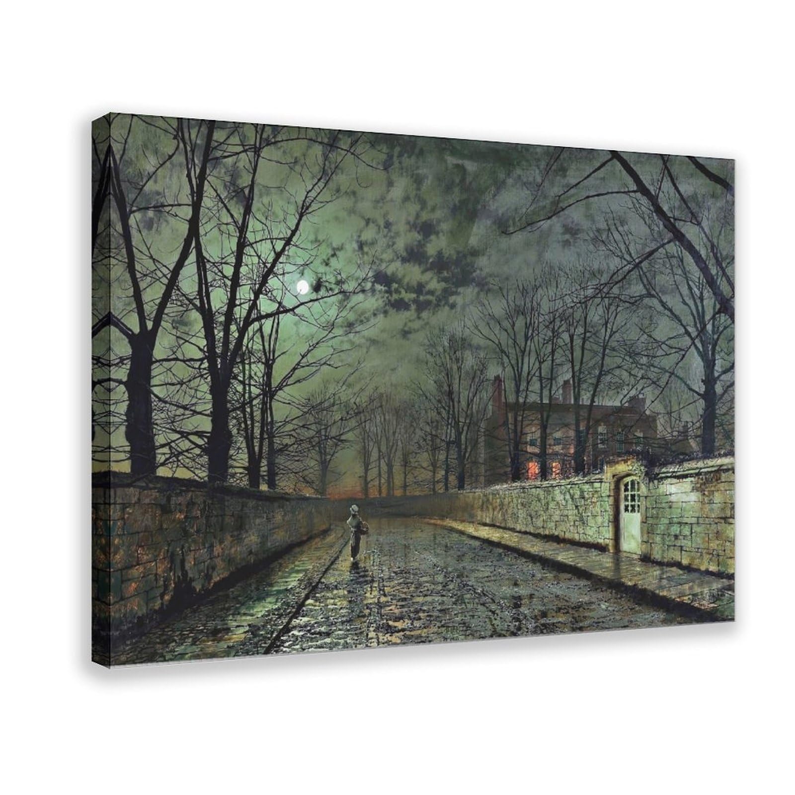WCYB Stretched Canvas Silver Moonlight by John Atkinson Grimshaw Street Scenes Prints Posters Canvas Deco Paintings Wall Art For Office Living Room Hangabl