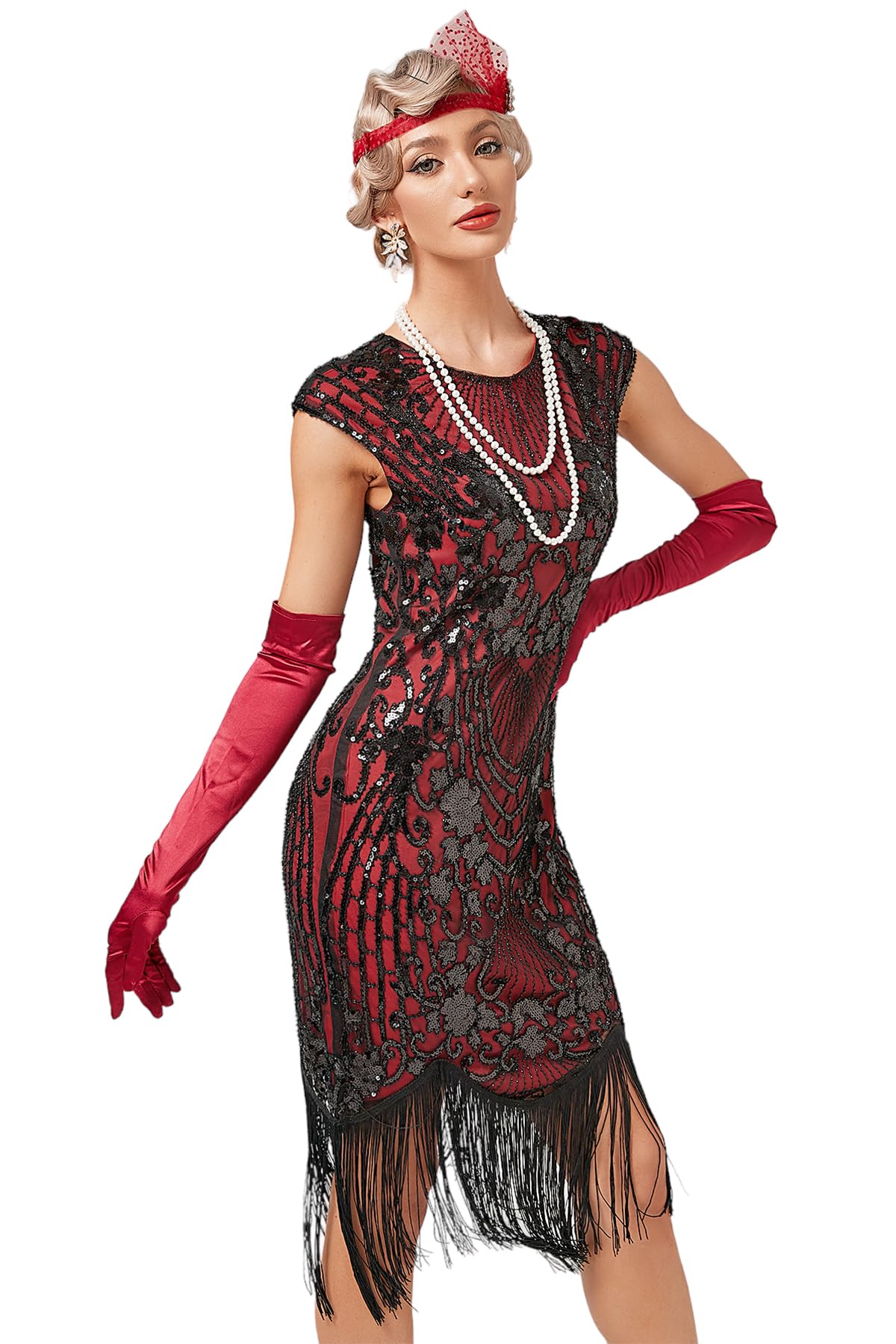 Viloree Vestiti Anni 20 Donna con Paillettes e Frange in Rilievo 1920s Abito Vestito Gatsby Donna Anni 20 Vestito Charleston