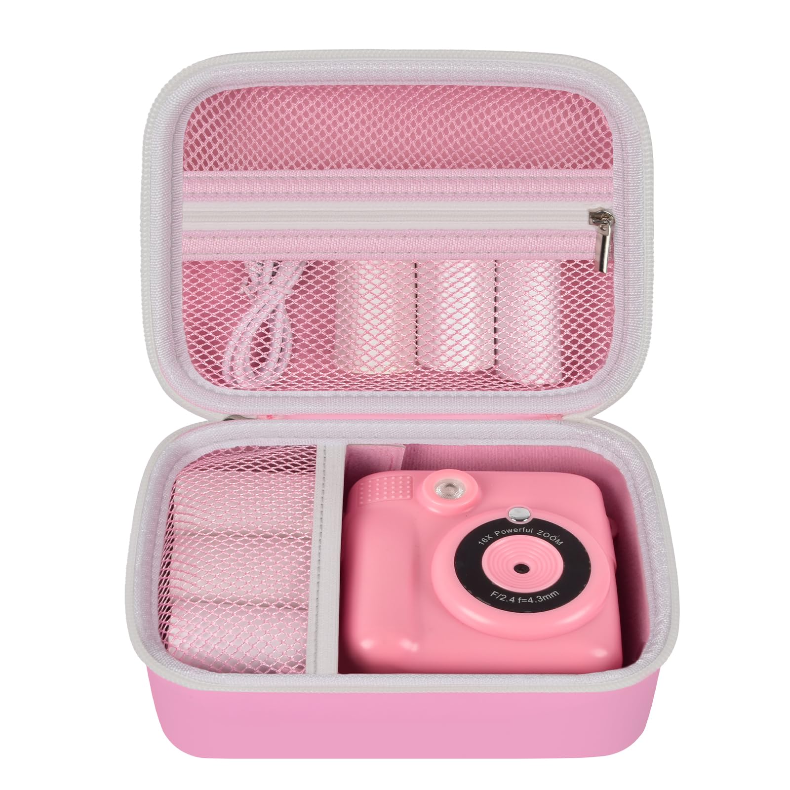 Kids Camera Case Compatible with Agoigo/for Seckton/for DEKER/for Miiulodi/for Yoophane Digital Waterproof Camera. Portable Camera Storage Box for Cable, Memory Card and Accessories-Pink