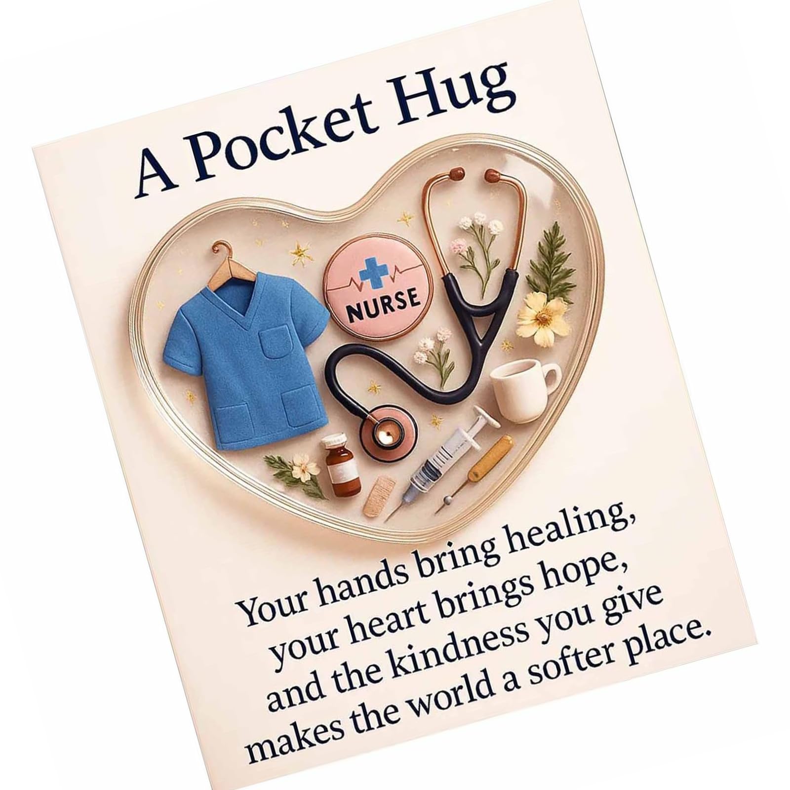 NEWFT Multipurpose Acrylic Heart Hug Portable Inspirational Card For Nursing Students Medicals Staff