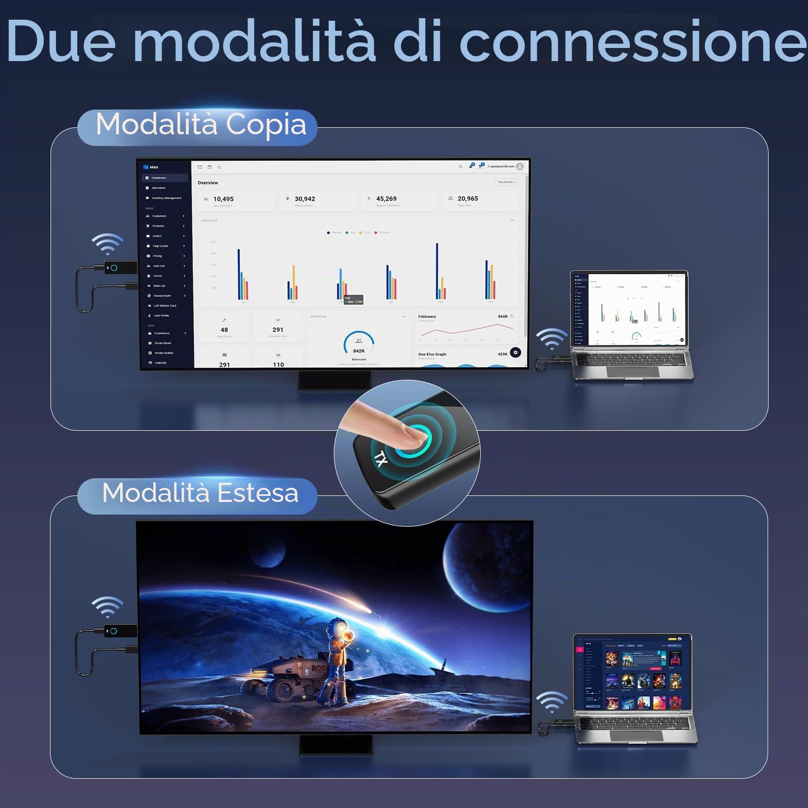 PWAYTEK Trasmettitore e Ricevitore HDMI Wireless PWAYTEK 4K, 50m, doppia banda 2.4G/5G, compatibile con PC, notebook, TV HD e proiettore, Plug & Play, senza app necessaria (nero 4K)