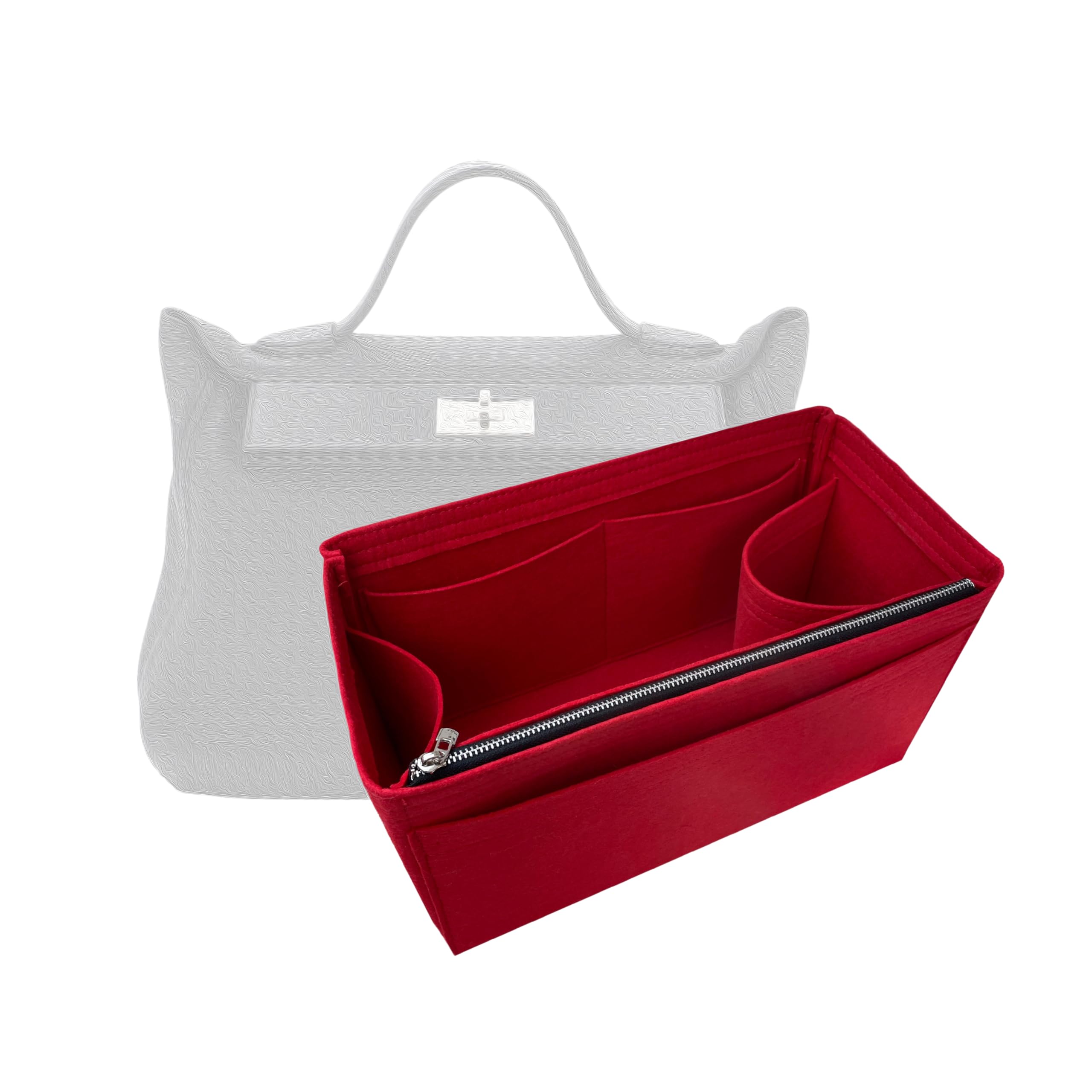 Divitize Premium Purse Organizer compatible with 24/24 Mini Insert, 24 24 Bag Organizer, 24/24 29 Insert, 2424 Mini Insert, Handmade 2mm Thick Premium Felt Snug Sturdy (For 29-24/24, Lightcoffee)