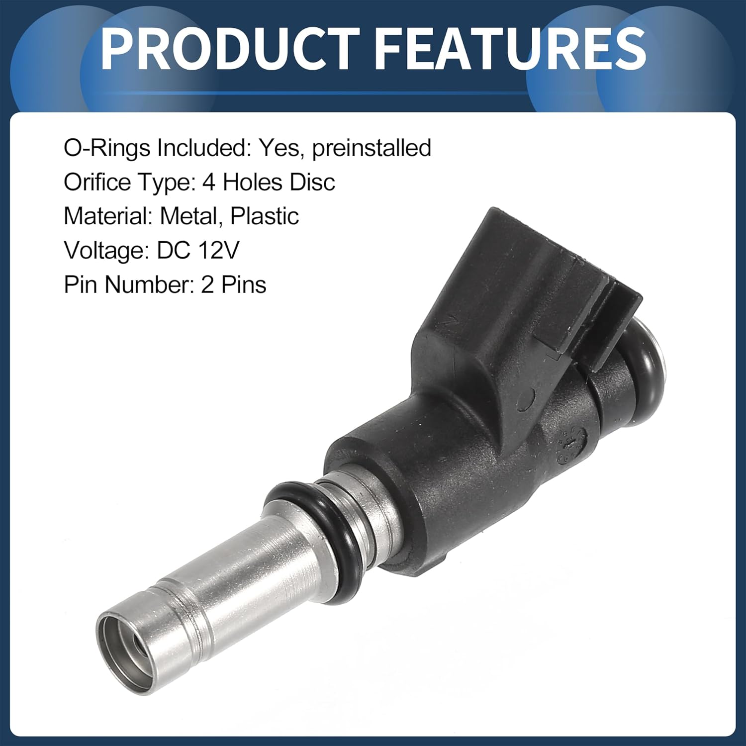 Fuel Injector, Engine Fuel Injection Nozzle No.55559377 for Chevrolet Aveo 2009-2011 1.6L for Pontiac G3 Base 2009-2010 1.6L Black, 4 Pcs