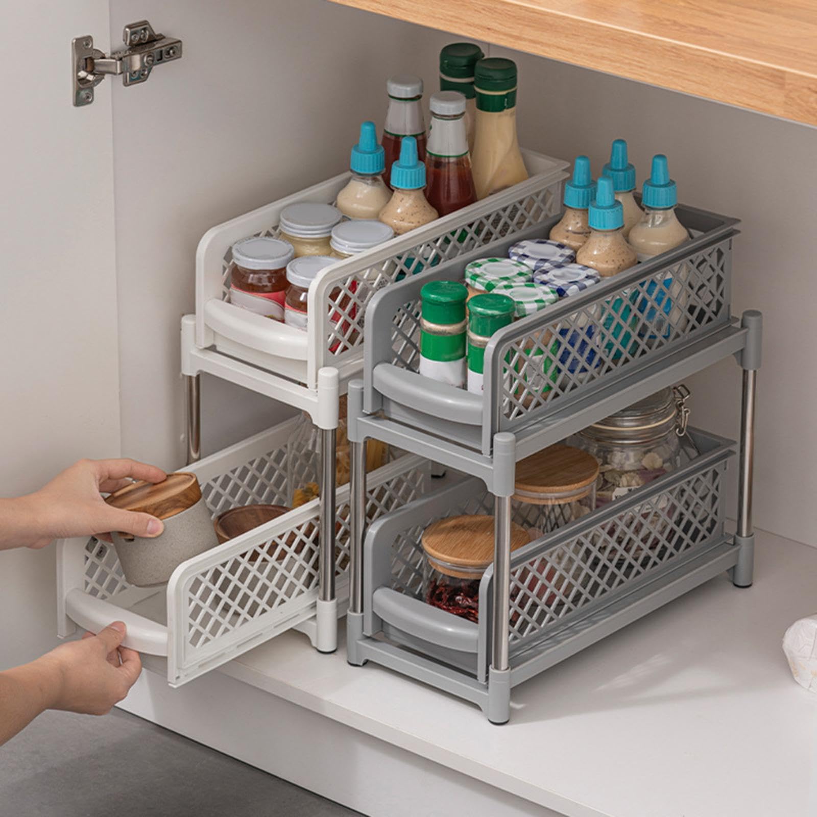 Organizer multifunzionale per mobili da cucina scorrevoli, sotto il lavello, aiuta a massimizzare lo spazio di archiviazione, contenitore per dispensa