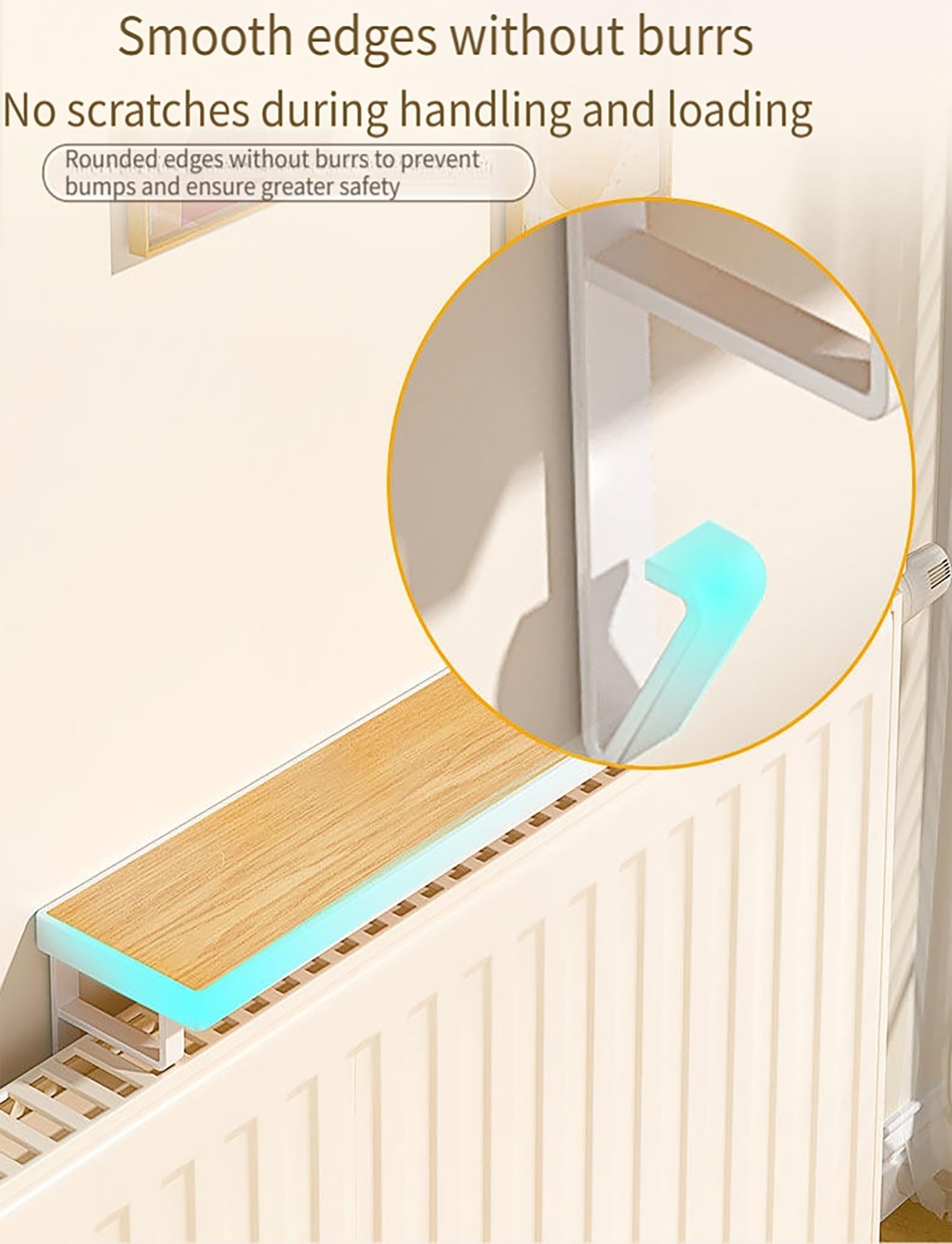 Questa mensola Galleggiante in Legno per termosifone, Senza Bisogno di forare, Misura 40 cm/15,7 Pollici ed è Un Elegante ripiano di Copertura Nero per termosifone.