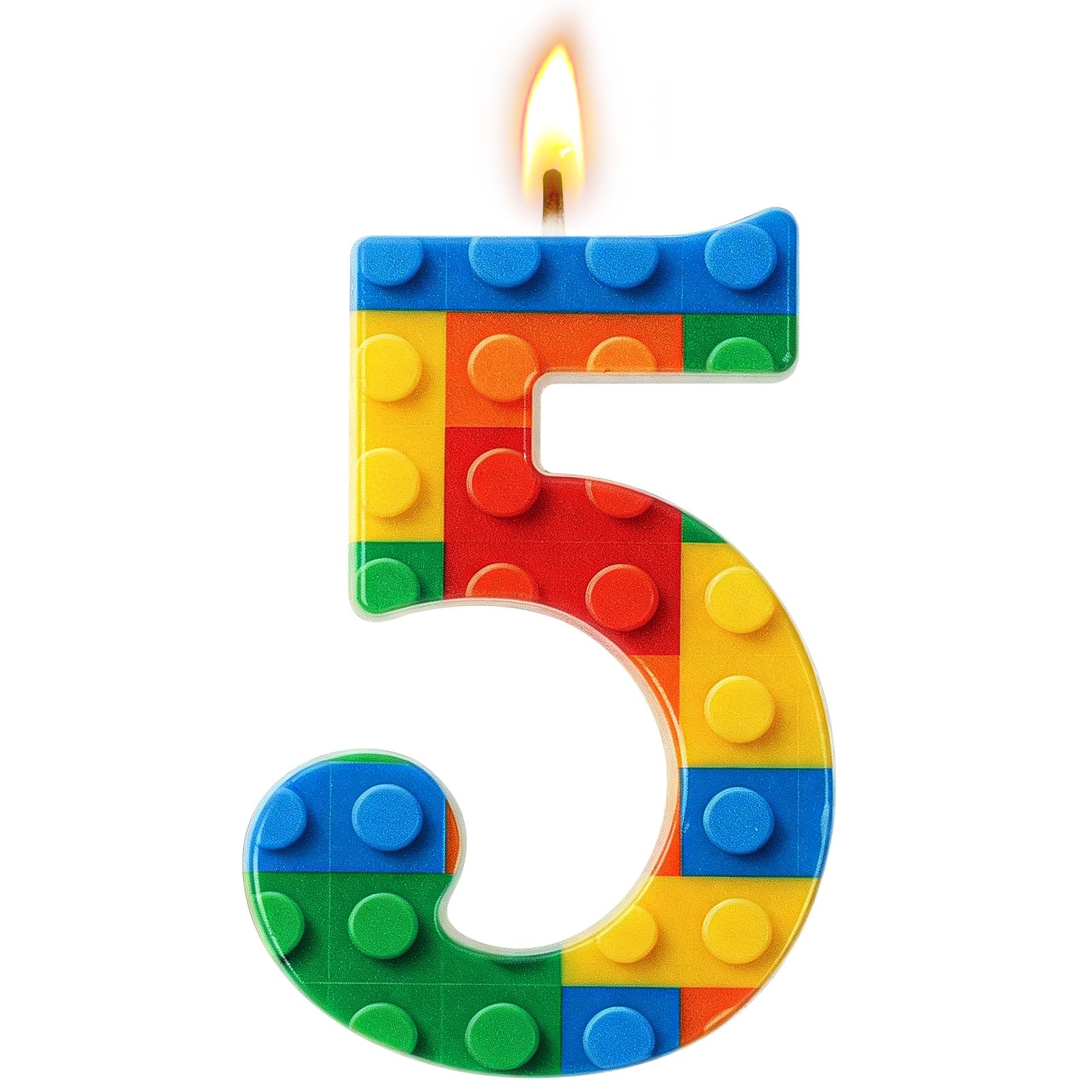 AYESY Building Block Birthday Number Candles Number 5 Birthday Cake Topper