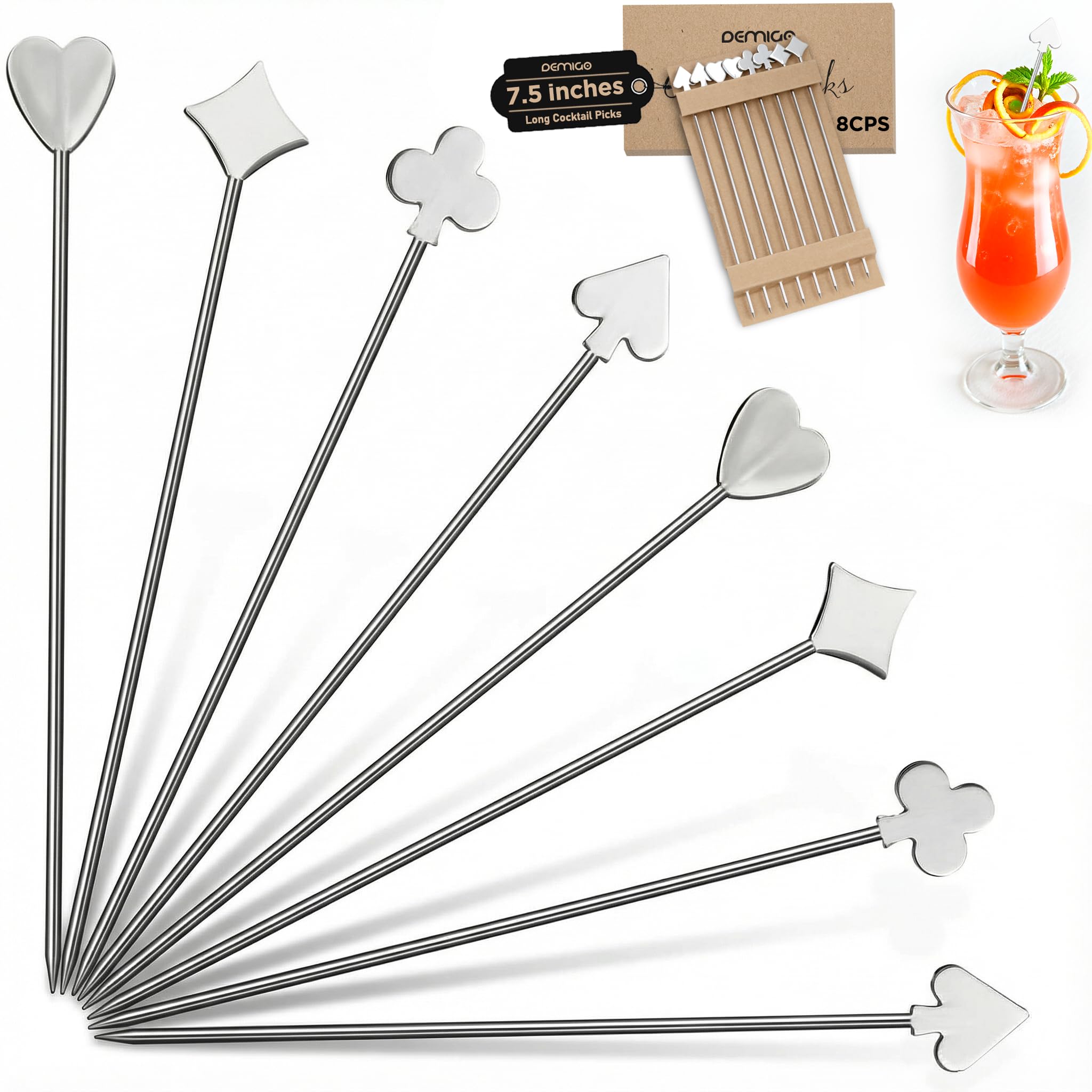 Amazon.com | Demigo Long Cocktail Picks 7.5 inches, 8pcs New