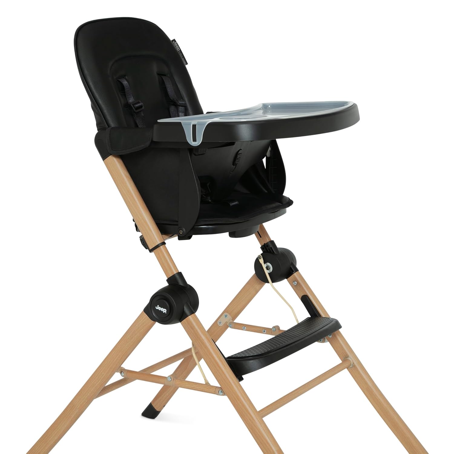 Delta Children - Jeep Dune Compact Travel High Chair - Slim Fold, Adjustable Tray and Footrest, Black