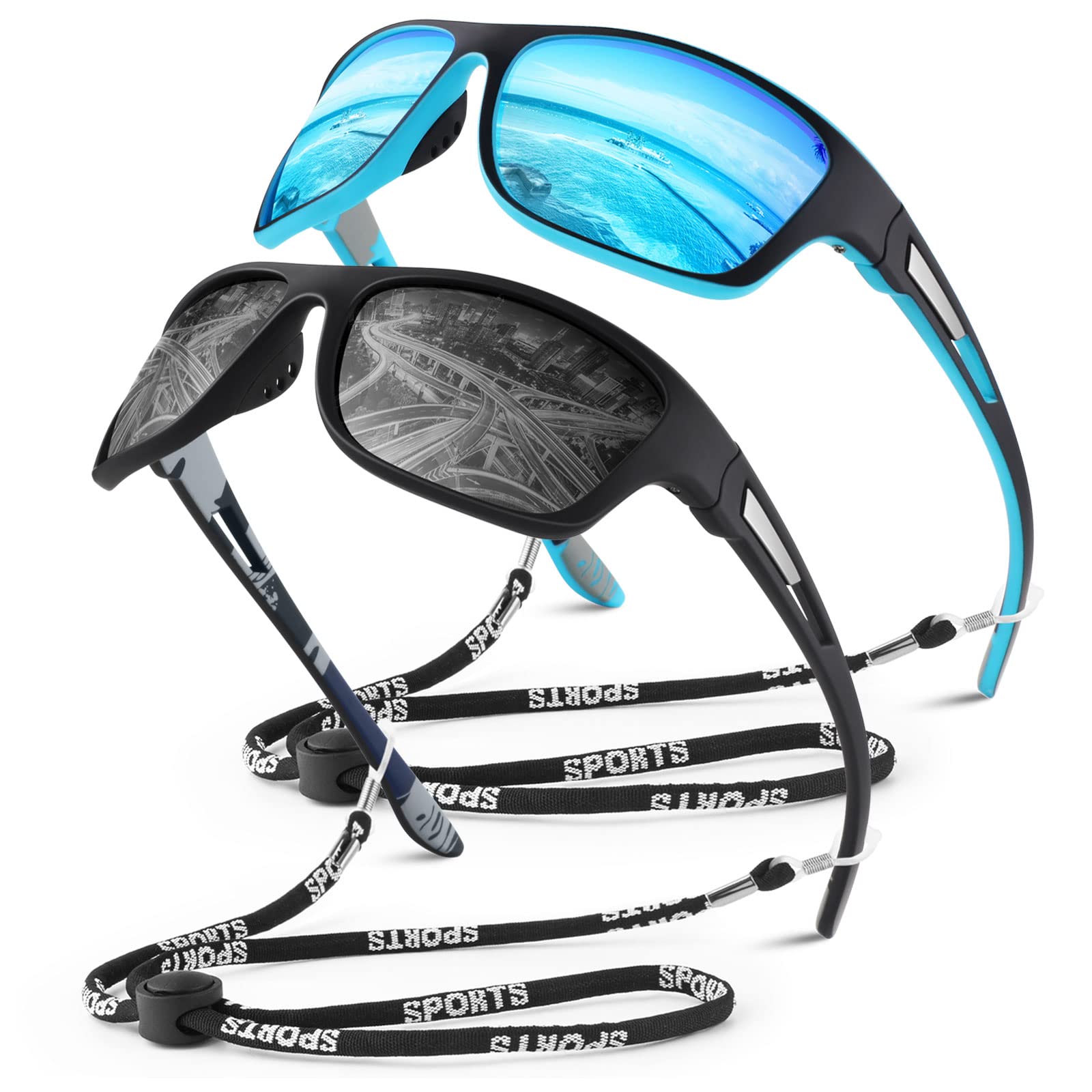 WEAROYO Polarized Sports Sunglasses for Men Women,Fishing Driving Rectangular Goggles UV400 Protection