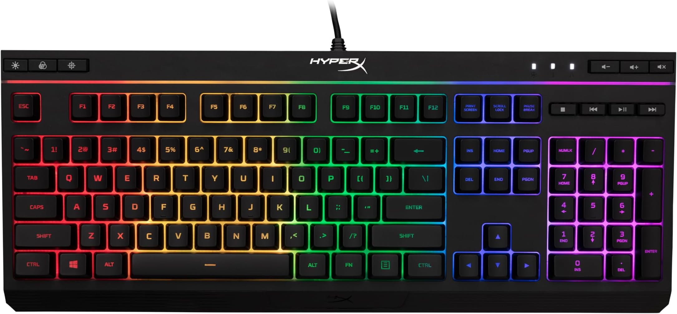 Alloy Core RGB – Membrane Gaming Keyboard, Comfortable Quiet Silent Keys with RGB LED Lighting Effects, Spill Resistant, Dedicated Media Keys, Compatible with Windows 10/8.1/8/7 – Black
