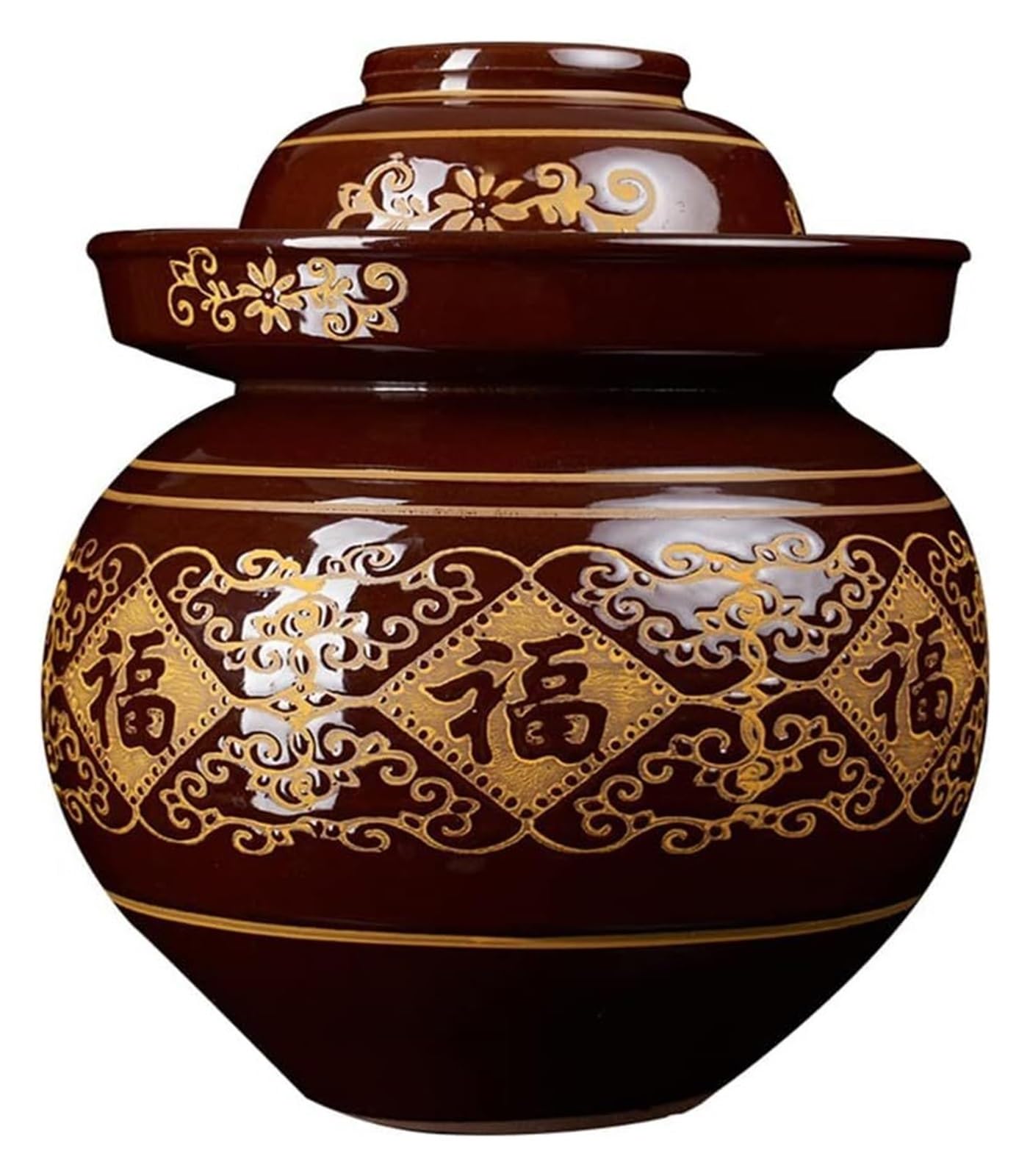 Tarro de fermentación para chucrut y encurtidos, tarro de cerámica tradicional con tapa hermética de sellado de agua, diseño grueso grande