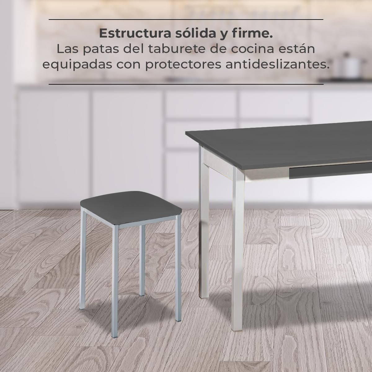 ASTIMESA - Sgabelli da cucina imbottiti - Struttura solida e solida - Struttura in alluminio e seduta in ecopelle - Colore della seduta: Grafite. Contenuto della confezione: 2 pezzi. Dimensioni: 35 x