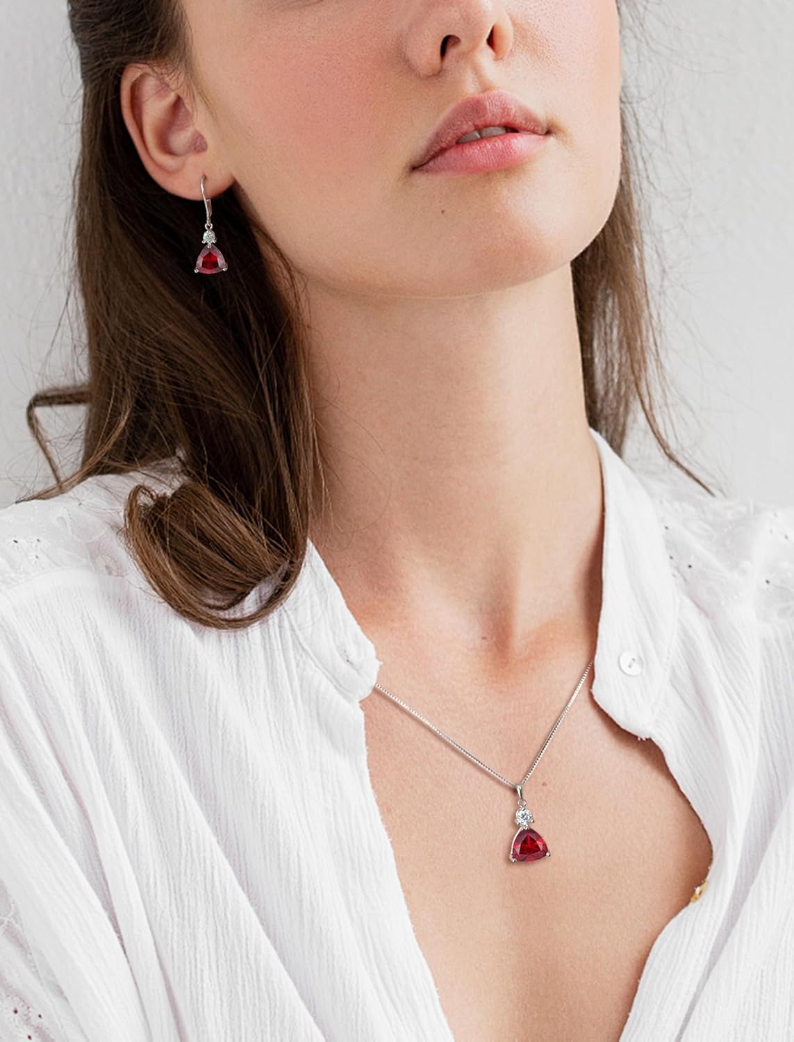 STARCHENIE 925 Sterling Silver Trillion Cut CZ Pendant Necklace, Birthstone Jewelry Gift, 18 Inch Chain - Image 3