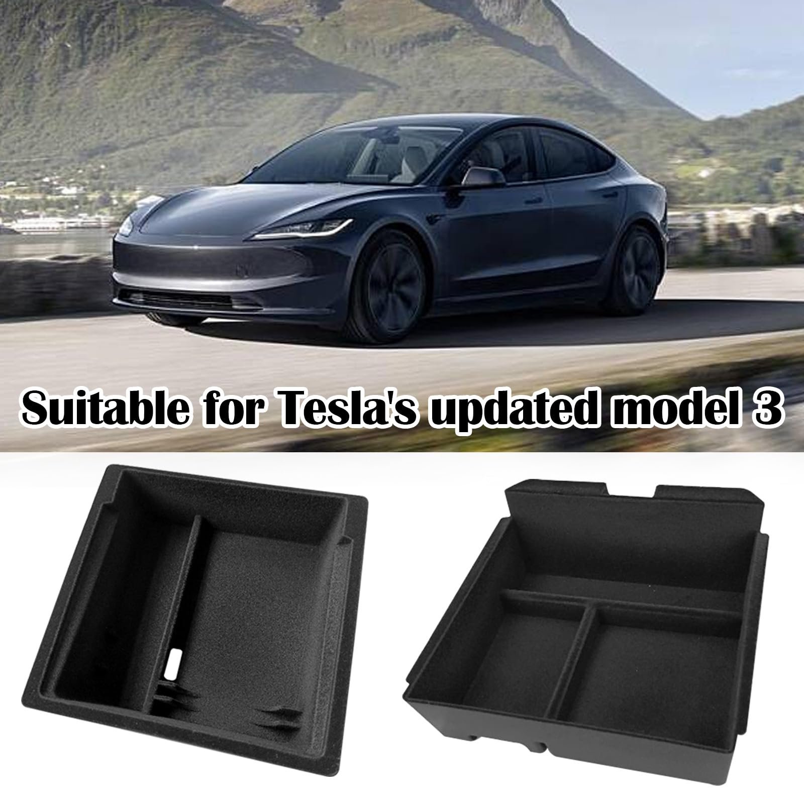Supporto per Console Centrale, 3 Pezzi, Modello 3 2024, bracciolo, Contenitore portaoggetti, Accessori Interni per Console Centrale