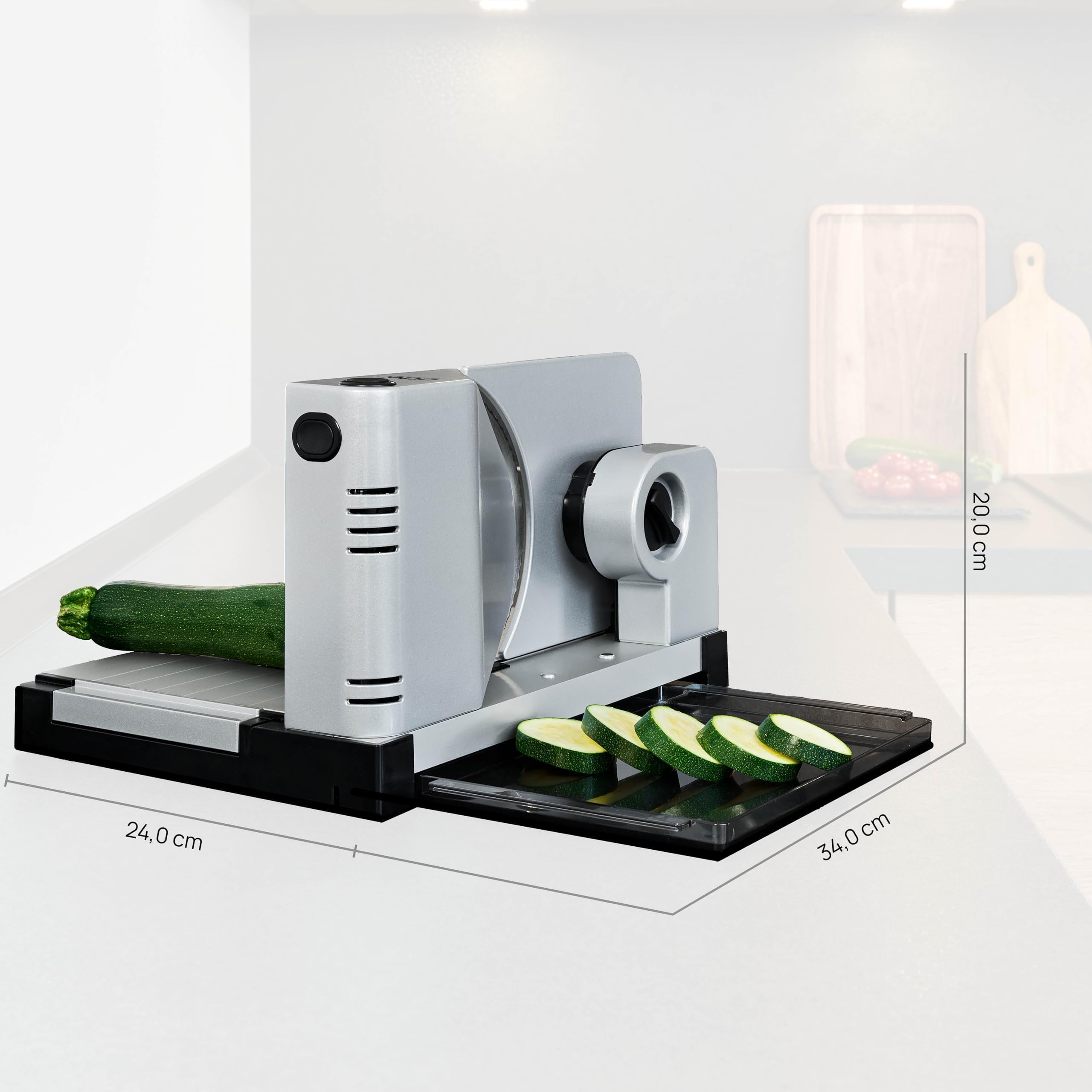 Ritter Allesschneider icaro 7, elektrischer Allesschneider mit ECO-Motor, made in Germany, Silbermetallic