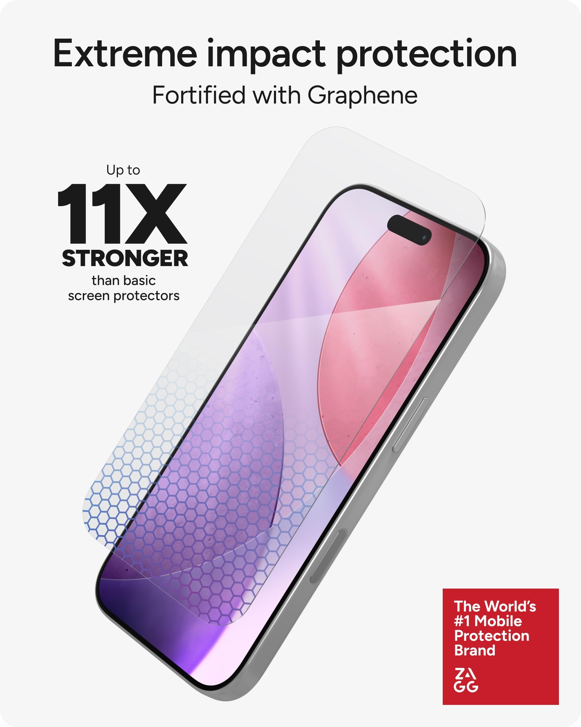 ZAGG XTR5 Protector de pantalla para iPhone 17 Pro, cristal, protección de luz azul, 11 veces más fuerte, tecnología Eyesafe CPF60, tecnología antirreflectante, color vibrante y vidrio templado
