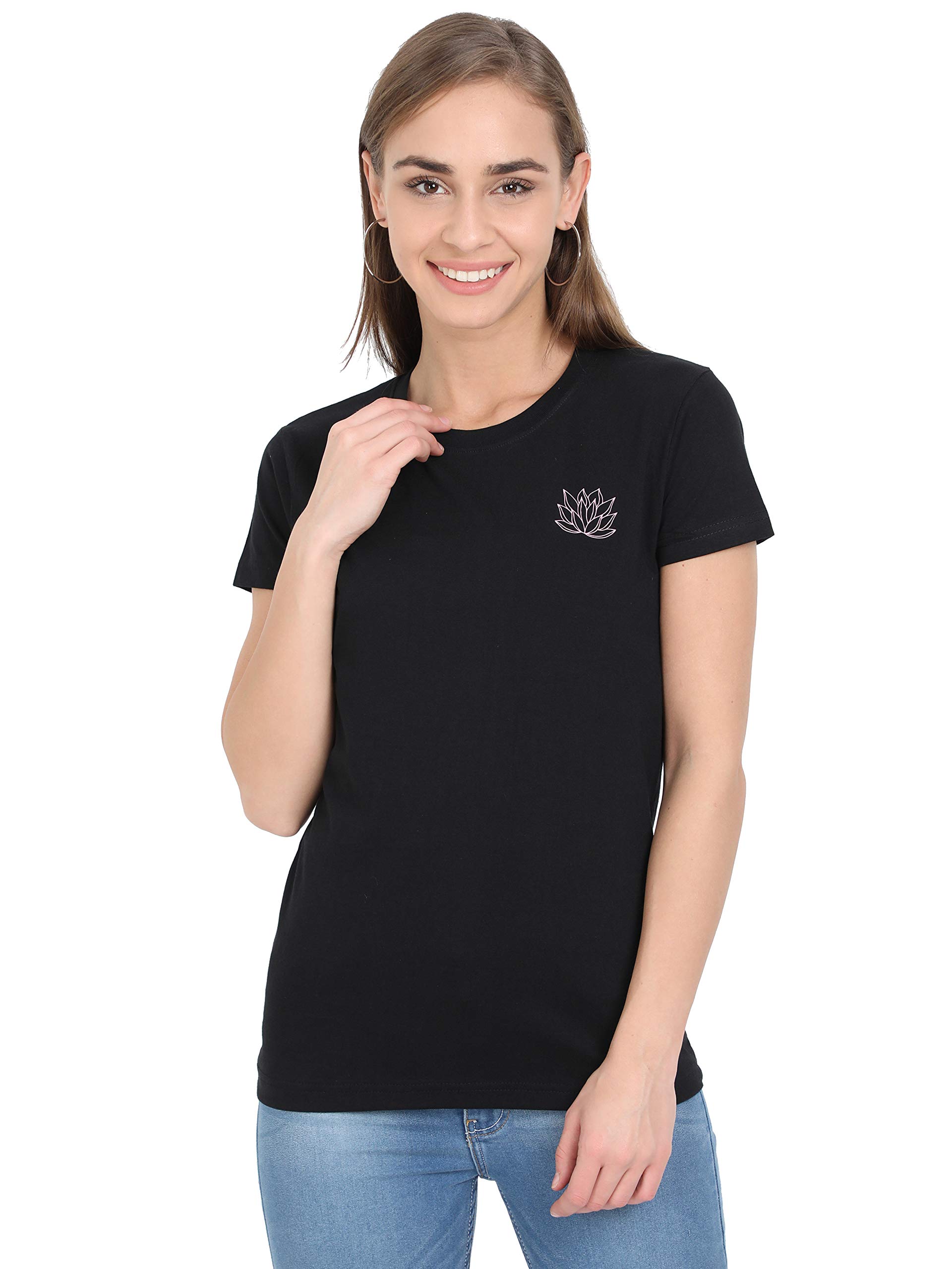 Yaanvi Women's Regular fit Solid Half Sleeves T Shirt