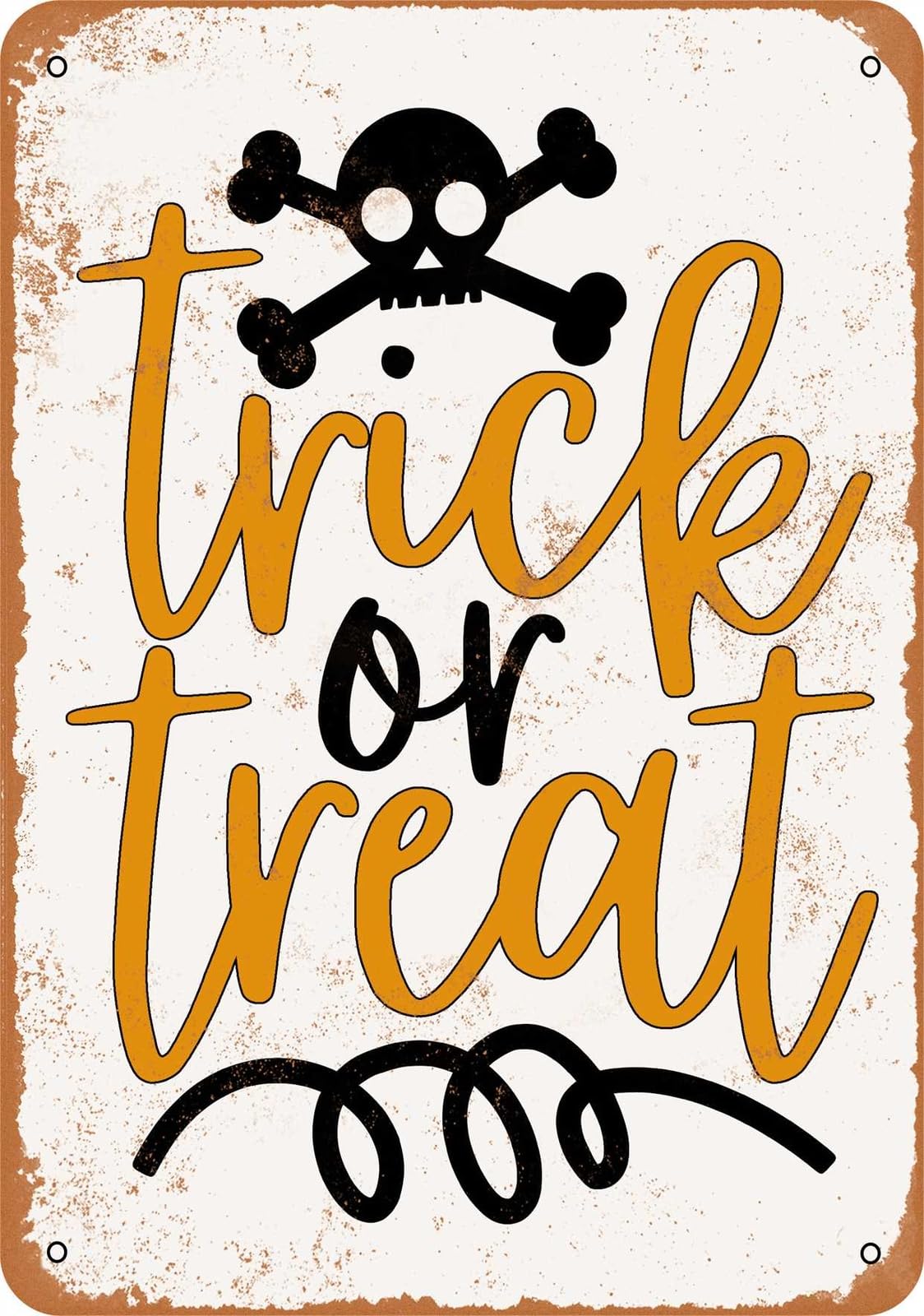 Miaomansenstore Metal Sign - Trick Or Treat Skull - Vintage Look Home Decor