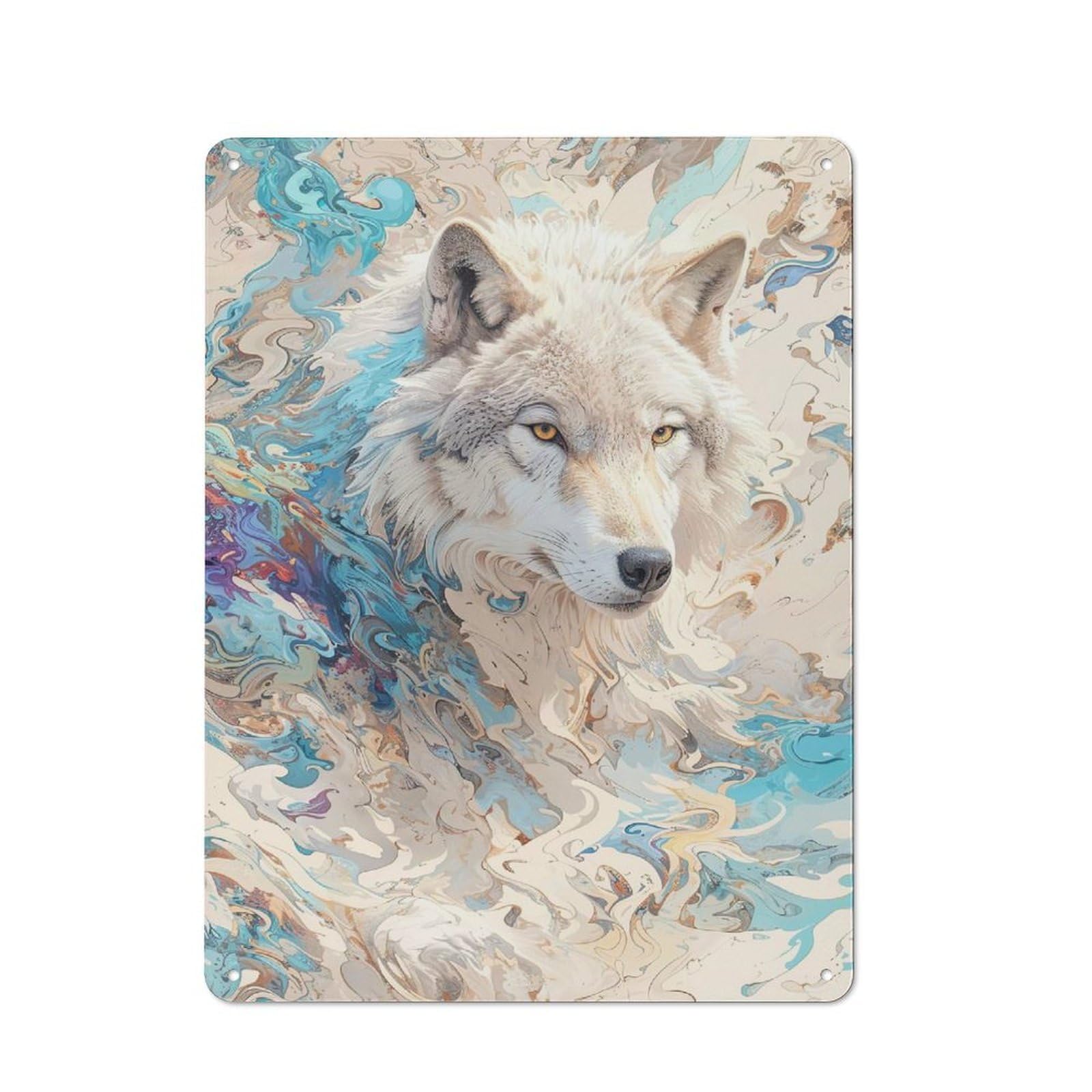Garden Style Mystic Wolf Tin Sign 40x30cm, Porch Wall Decor for Patio Bar, Workshop, Shed Or Kitchen