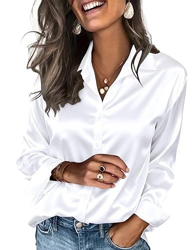 Satin Blouses for Women Silk Button Down Shirts Long Sleeve