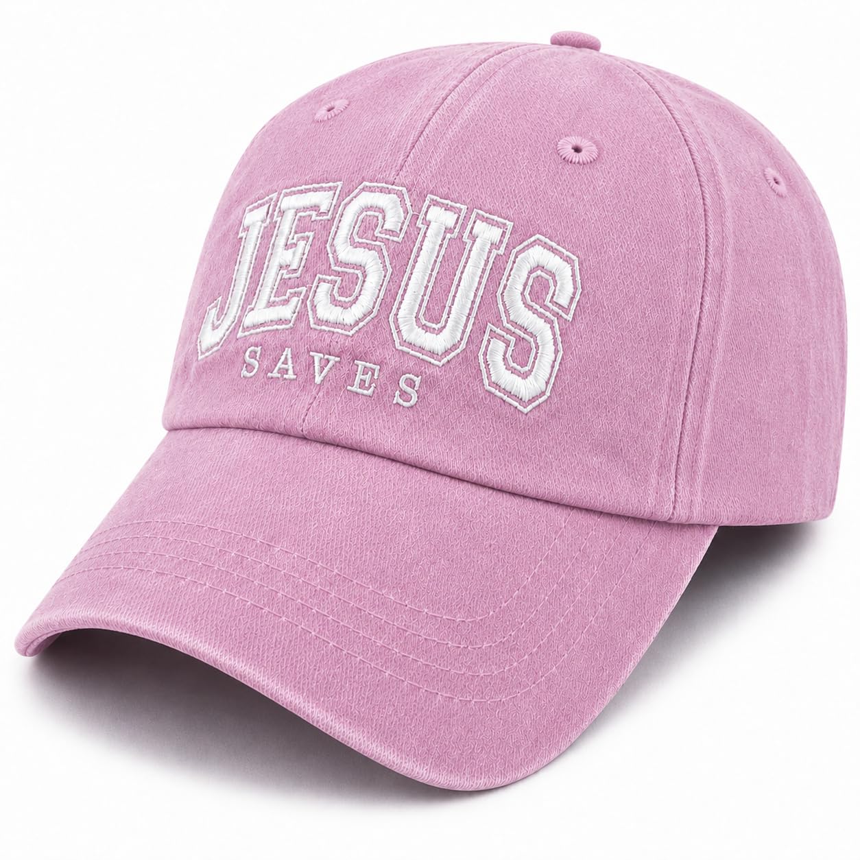STORE 2508 Jesus Saves Embroidered Baseball Cap for Men & Women, Adjustable Washed Look Hat with Curved Peak, Ventilation Eyelets & Buckle Strap-image-41