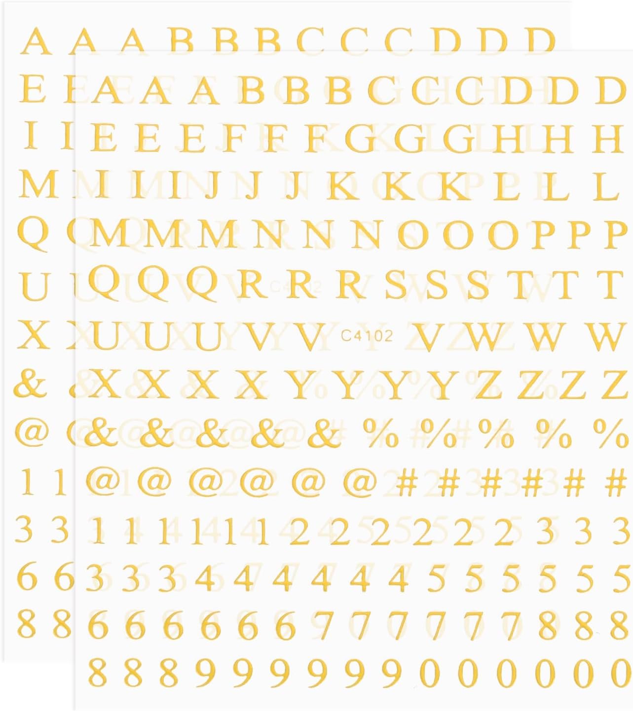 PATIKIL Letter Nail Stickers, 2 Sheet 3D Self-Adhesive English Letter Nail Decal Small Alphabet Art Sticker Metallic Fluorescence Design Manicure for Women DIY Decor, Gold