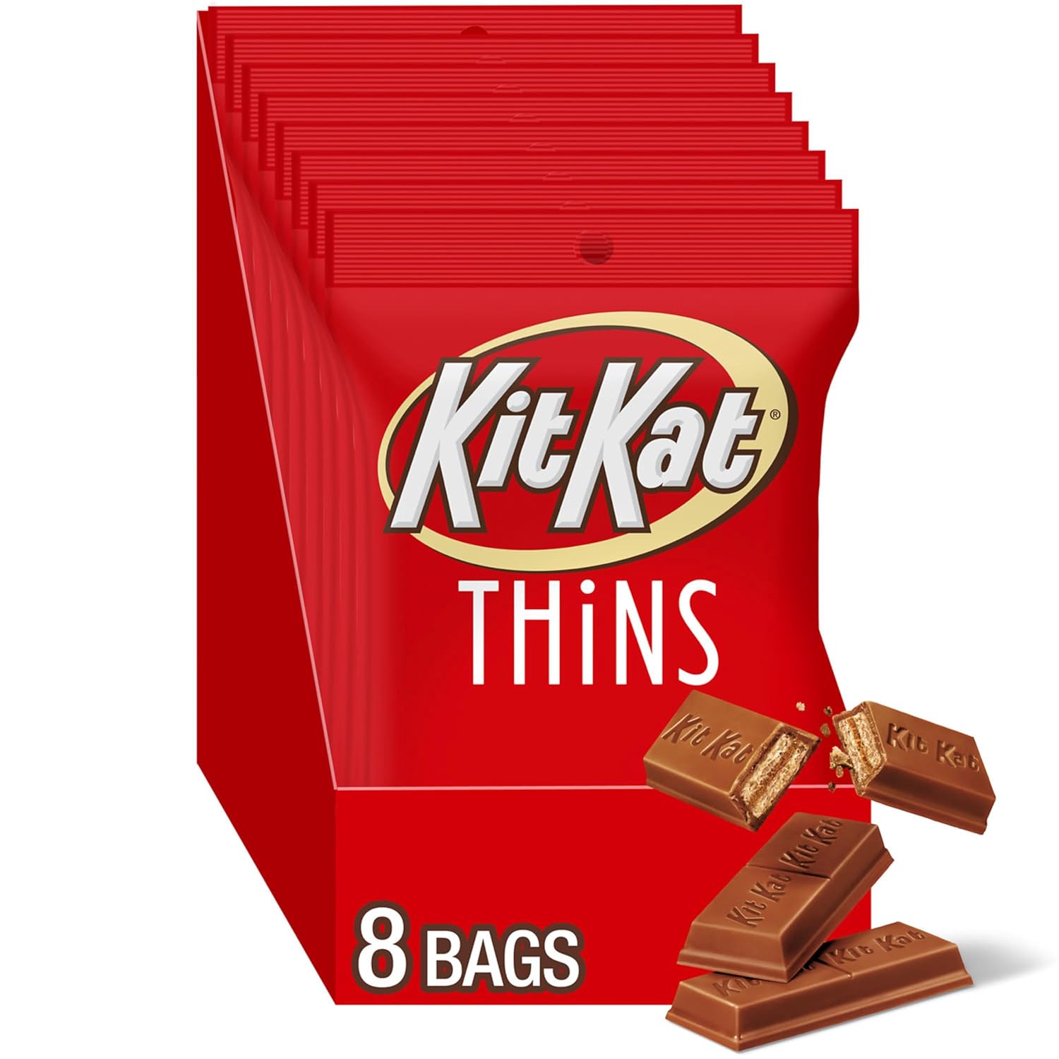 KIT KAT THiNS Milk Chocolate Wafer Candy Bags, 3.1 oz (8 Count)
